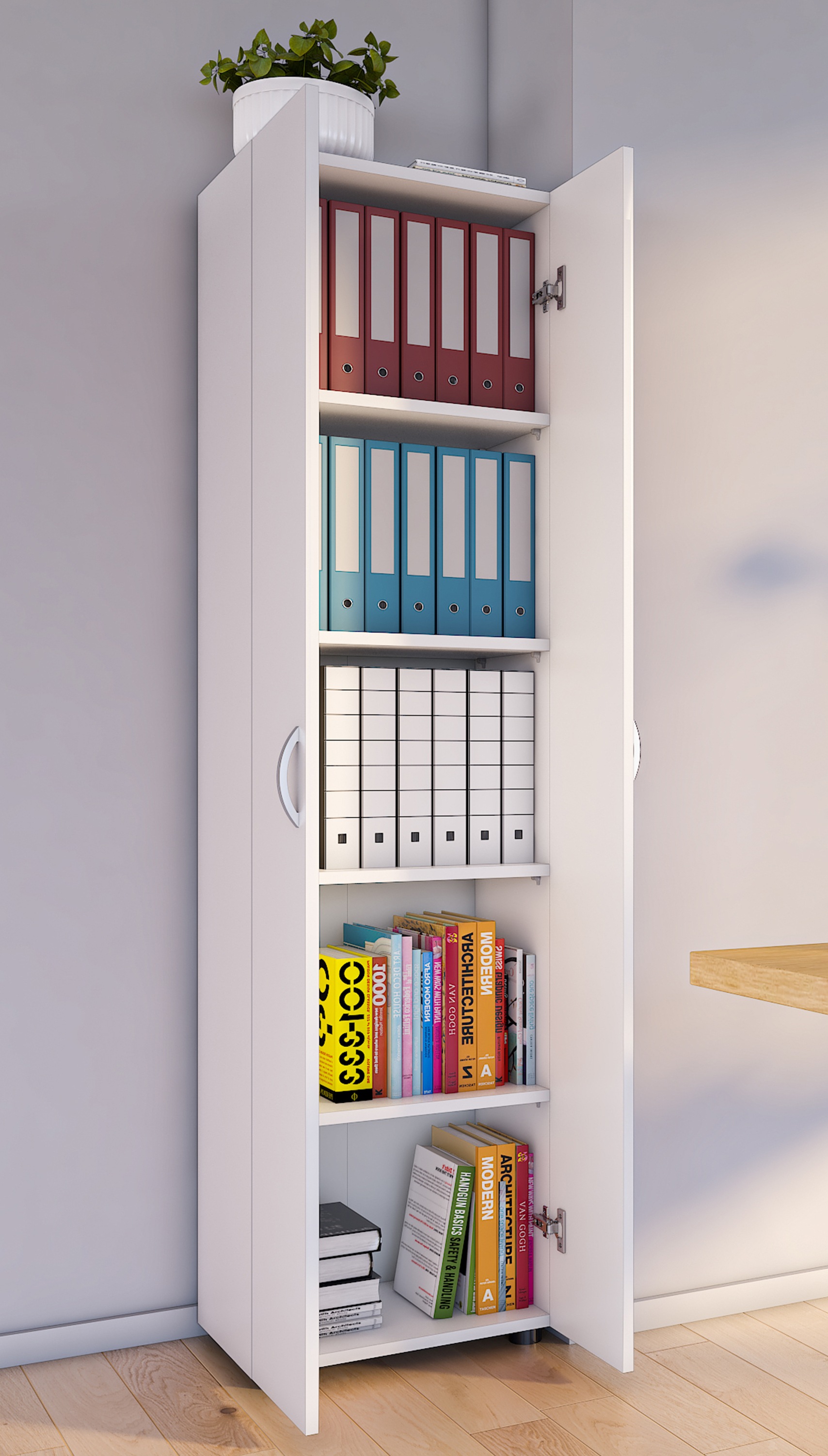 VCM Aktenschrank »VCM Büroschrank mit 5 Fächern | moderner Aktenschrank mit Drehtüren | Maße ca. H. 178 x B. 49 x T. 34 cm ¿ Ulas 5-Fach«, (1 St.)