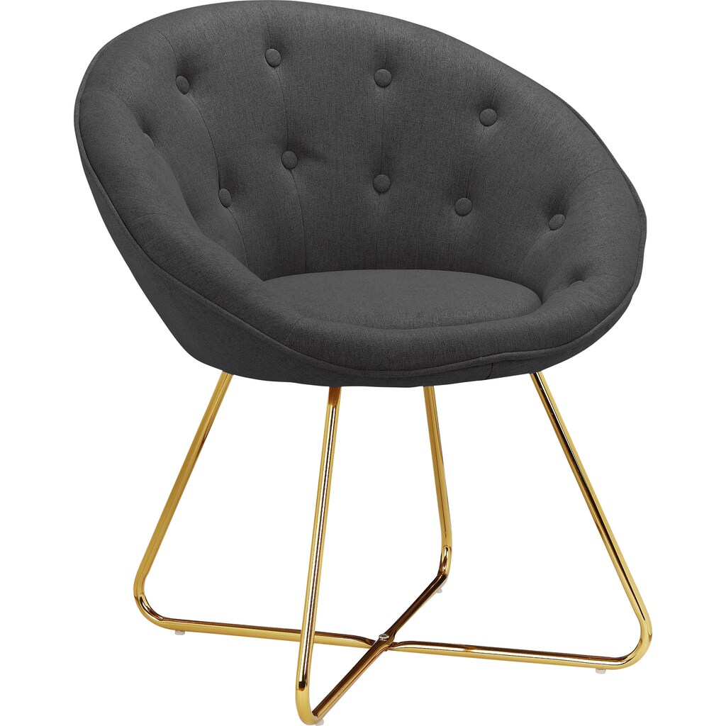 Leonique Loungesessel »Darcie«, (1 St.), mit festmontiertem Sitzkissen, Metallgestell in Chrom Gold, in verschiedenen Farbvarianten enthältlich, Sitzhöhe 46 cm