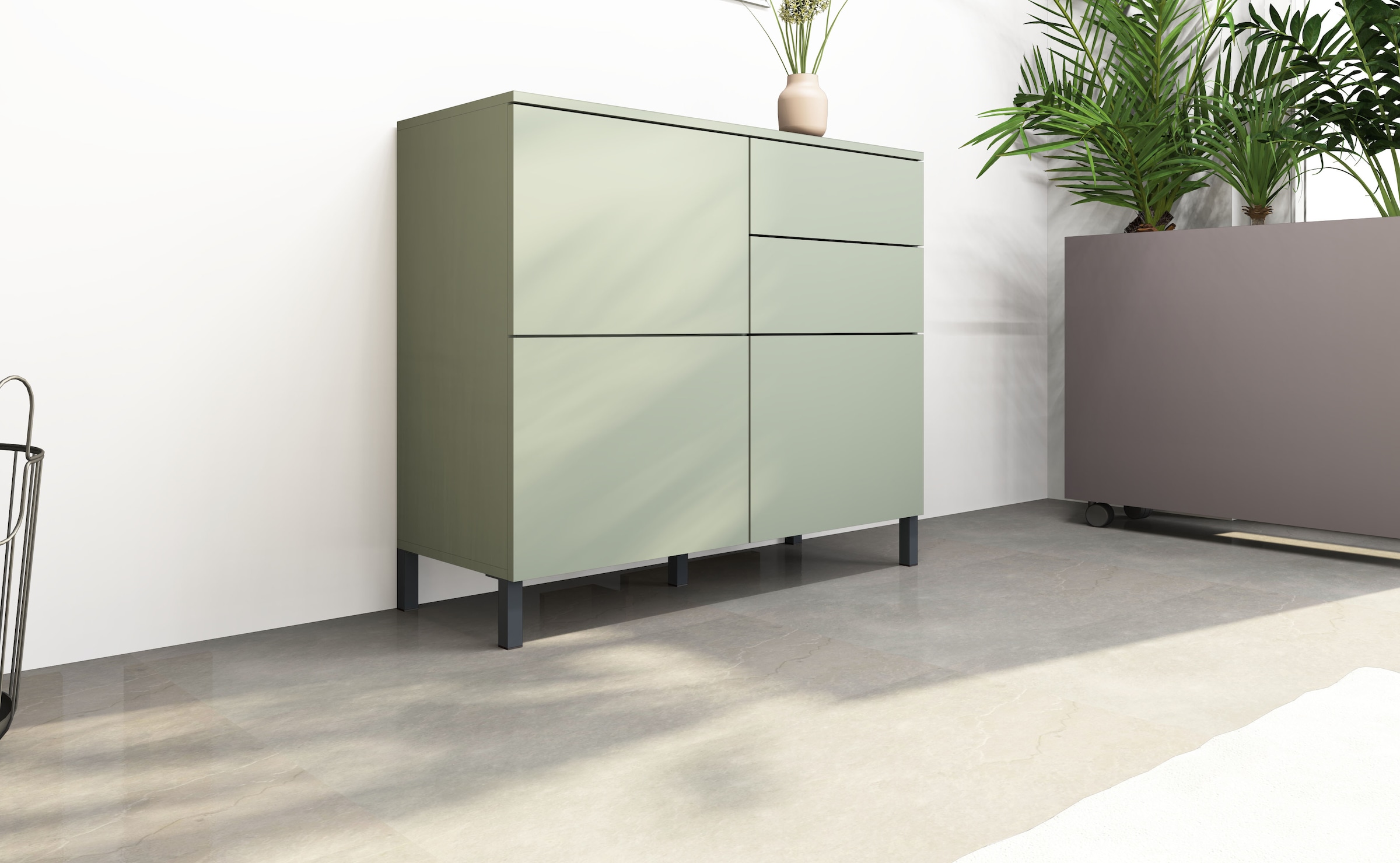 borchardt Möbel Kommode »Haama, modern, grifflos, Metallfüße, praktisch,  3 Türen« Push-To-Open, verstellbare Einlegeböden, viel Stauraum, Breite 93cm