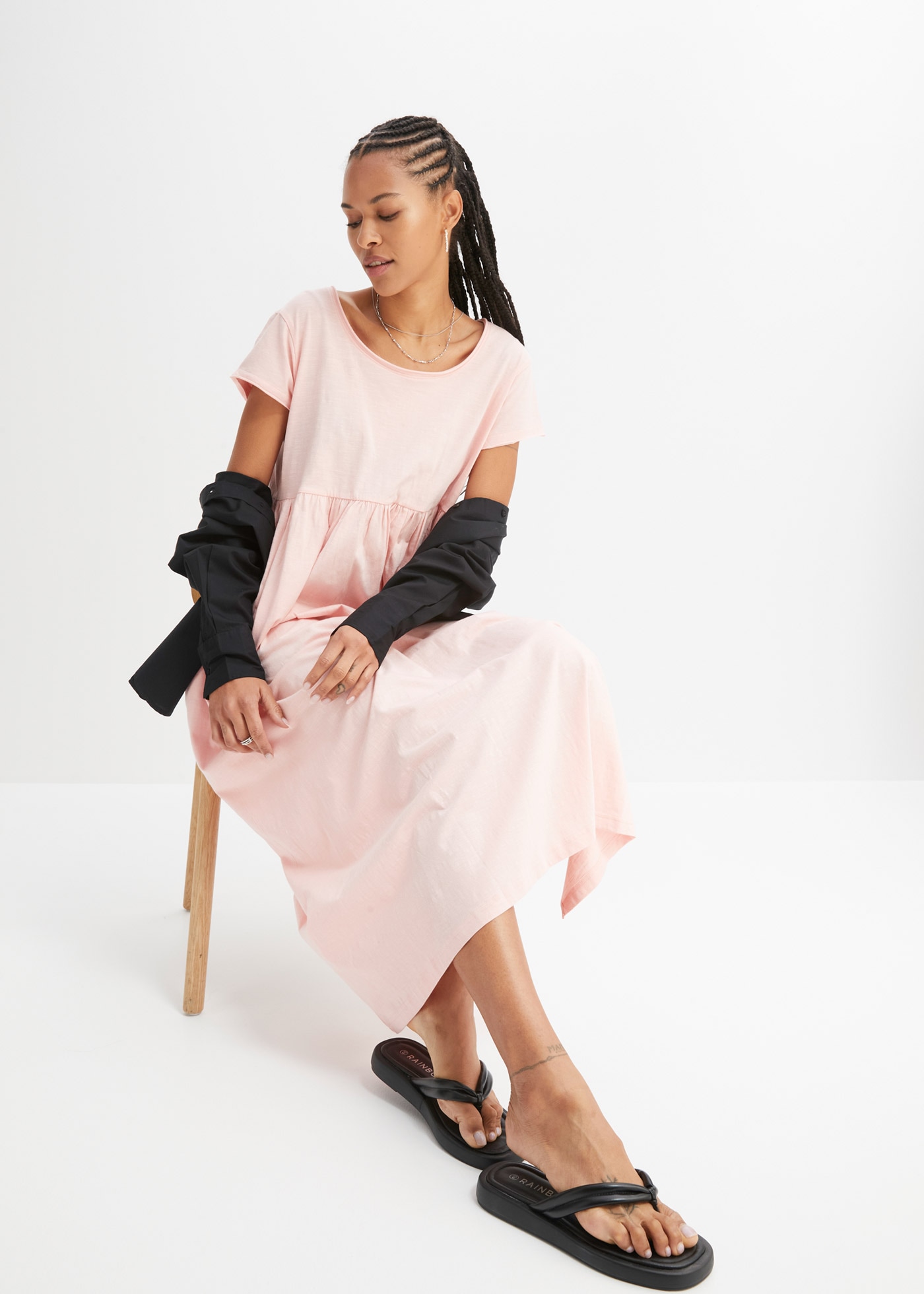 bonprix Midikleid »Midikleid aus reiner Baumwolle« Midikleid aus reiner Baumwolle