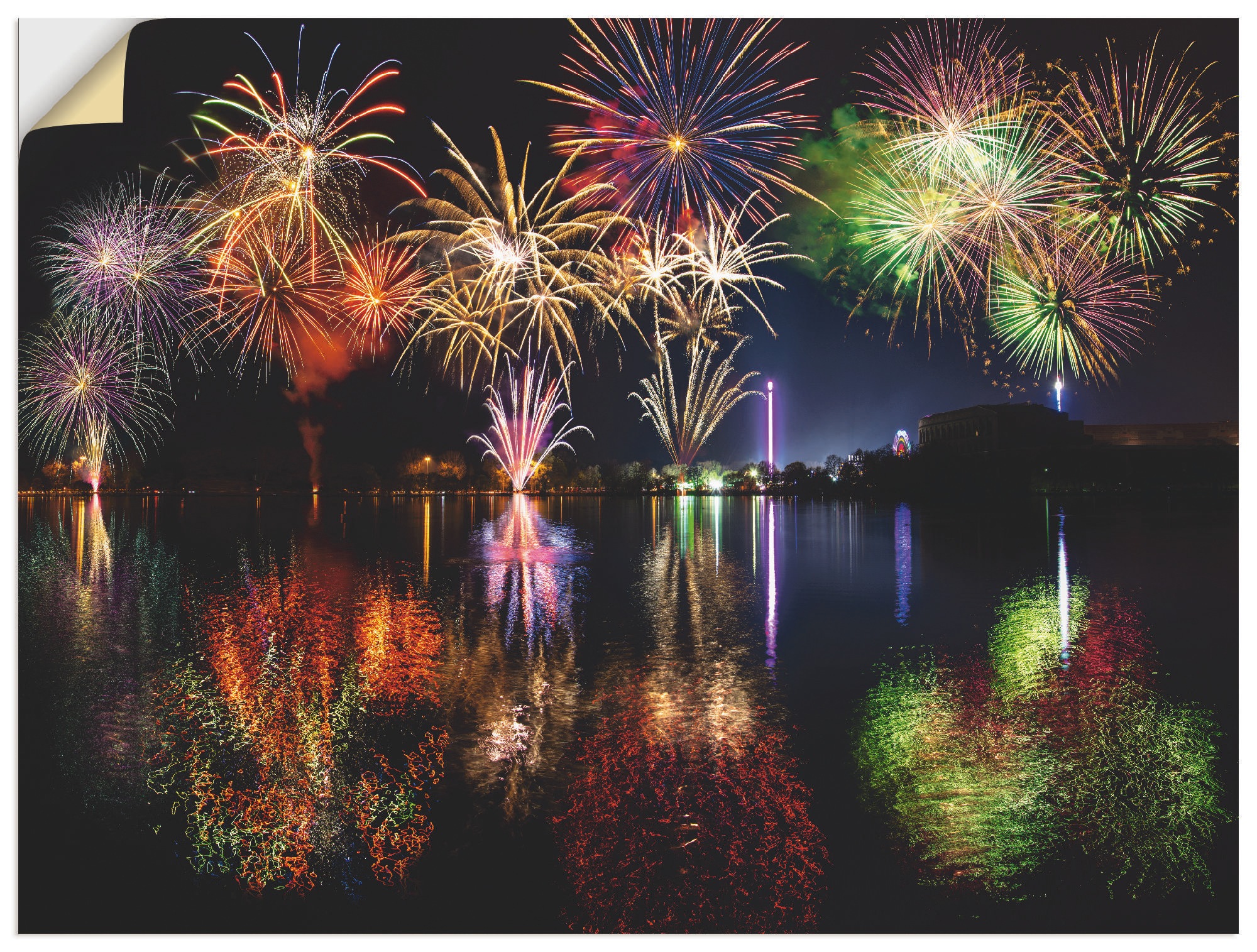 Artland Wandbild »Abschlussfeuerwerk Volksfest Nürnberg«, Deutschland, (1 St.), in vielen Größen & Produktarten - Alubild / Outdoorbild für den Außenbereich, Leinwandbild, Poster, Wandaufkleber / Wandtattoo auch für Badezimmer geeignet