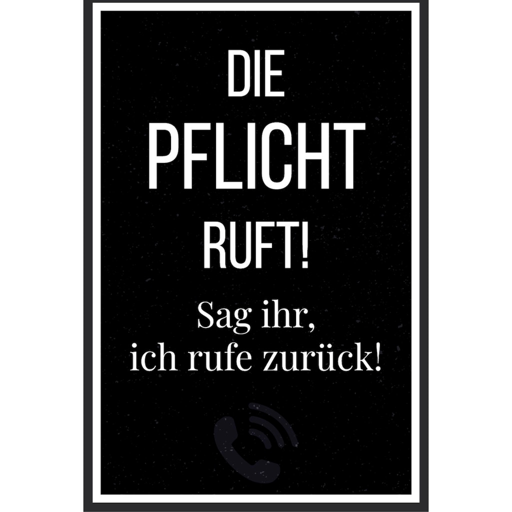 queence Metallbild »Pflicht ruft«, Schriftzüge, (1 St.)