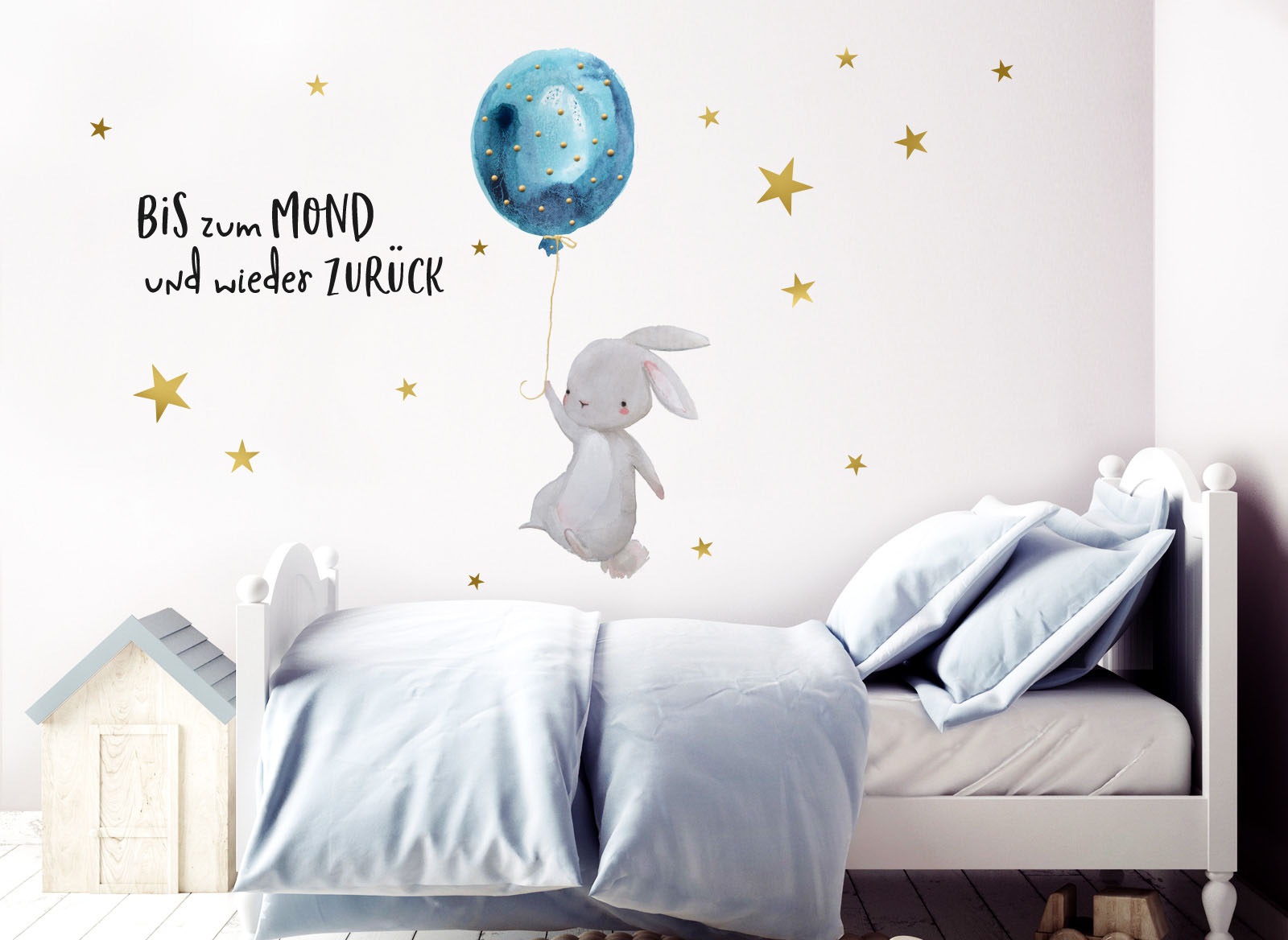 little DECO Wandtattoo »Little Deco Wandtattoo Bis zum Mond & Hase mit Luftballon«