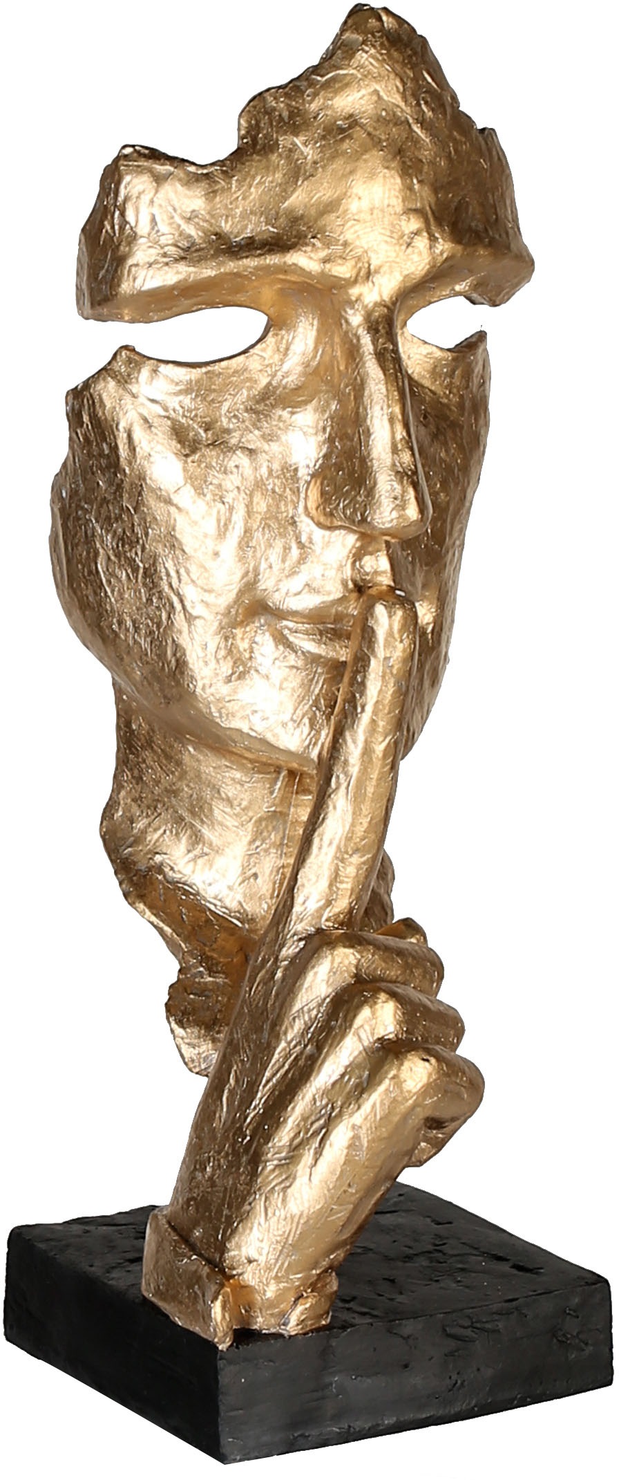 Casablanca by Gilde Dekofigur »Skulptur Silence, goldfarben/schwarz«, Dekoobjekt, Höhe 39, mit Spruchanhänger, Wohnzimmer