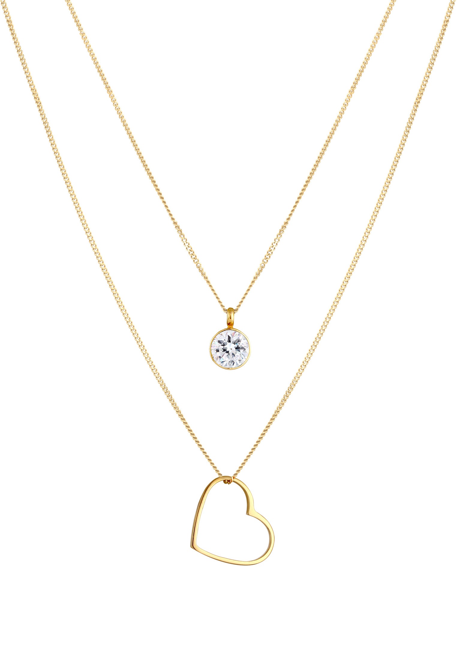 Elli Silberkette »Halskette Layer Herz Love 925 Silber, mit Kristallen von Swarovski®«