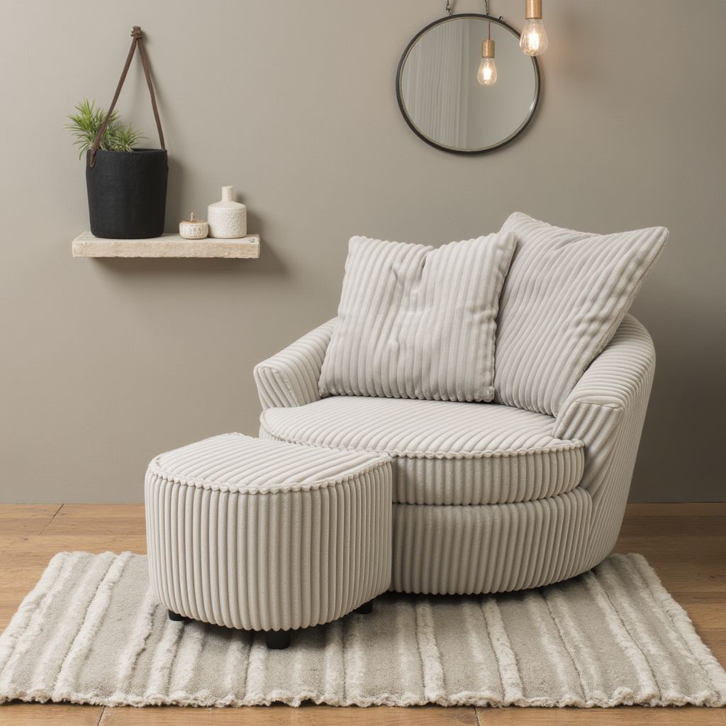 INOSIGN Drehsessel »AMECA, Relaxsessel mit Drehfunktion und Hocker, 122 x 126 x 76 cm,«, (Set, 2 St.), Love-Seat XXL und Lesesessel in Megacord