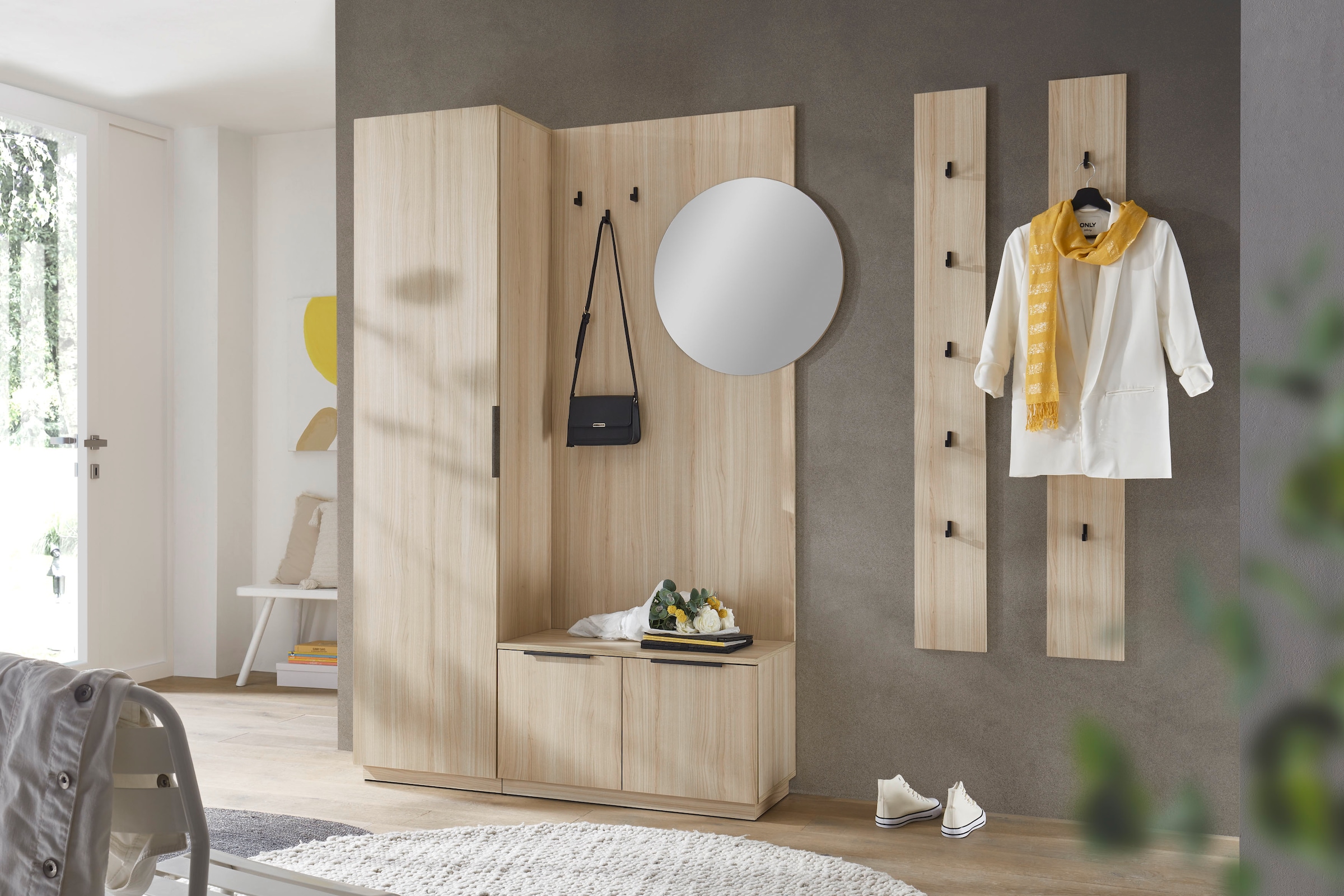 HBZ Kompaktgarderobe »Jimmy, Melaminbeschichtung, Griffleiste« 1 Stk. tlg. Breite 210cm, 4 Komponenten, Melaminbeschichtung