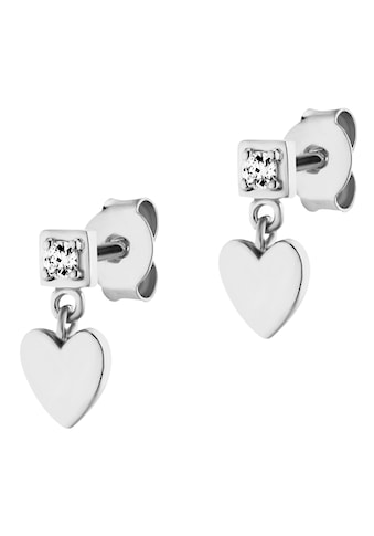 CAÏ Paar Ohrstecker »925/- Sterling Silber rhodiniert Zirkonia Herz«, mit Geschenketui kaufen