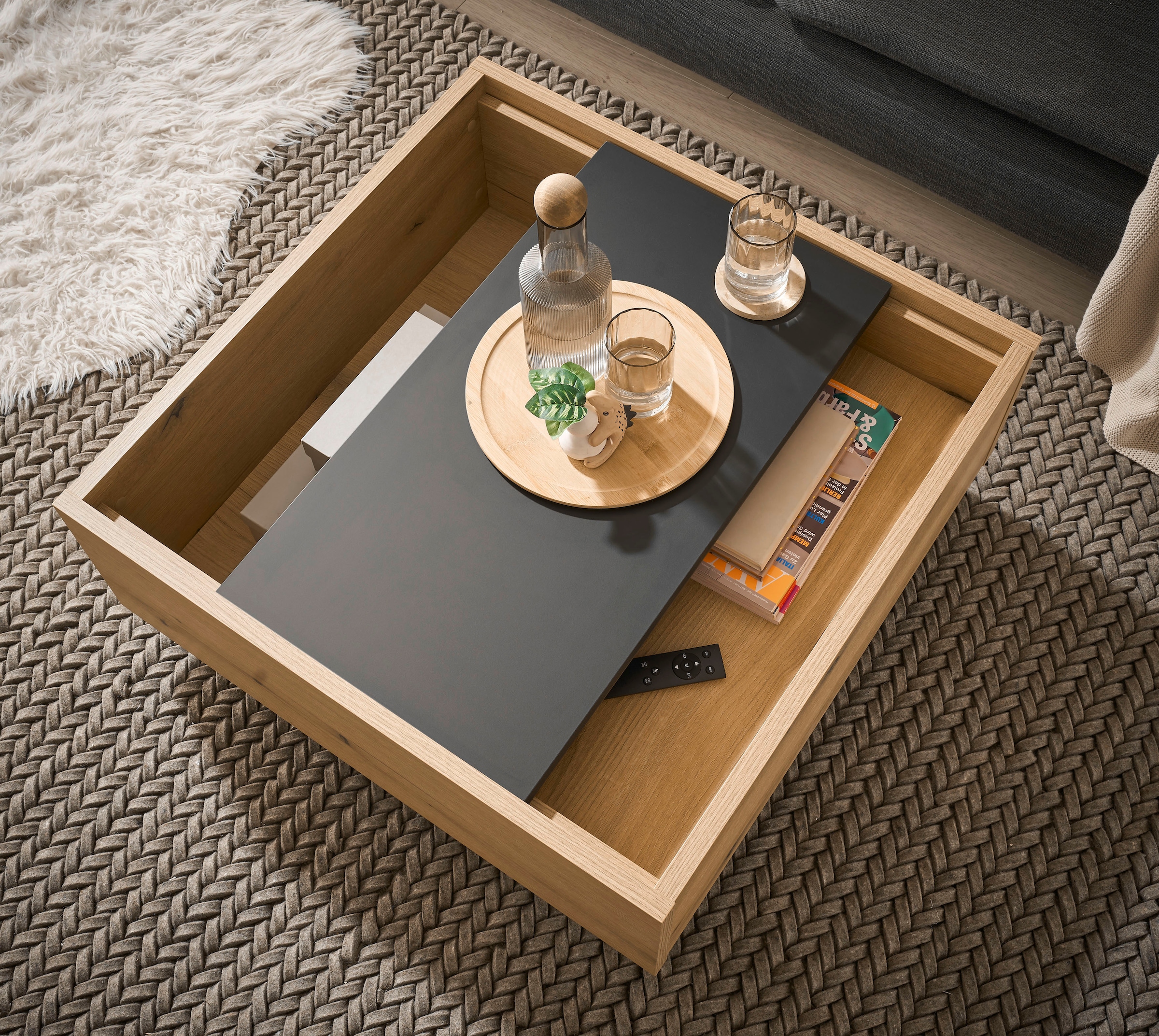 Home affaire Couchtisch »Soleto, Beistelltisch, Wohnzimmertisch, Sofatisch, Tisch« vielseitig einsetzbar, ausreichend Stauraum, variable Tischplatte