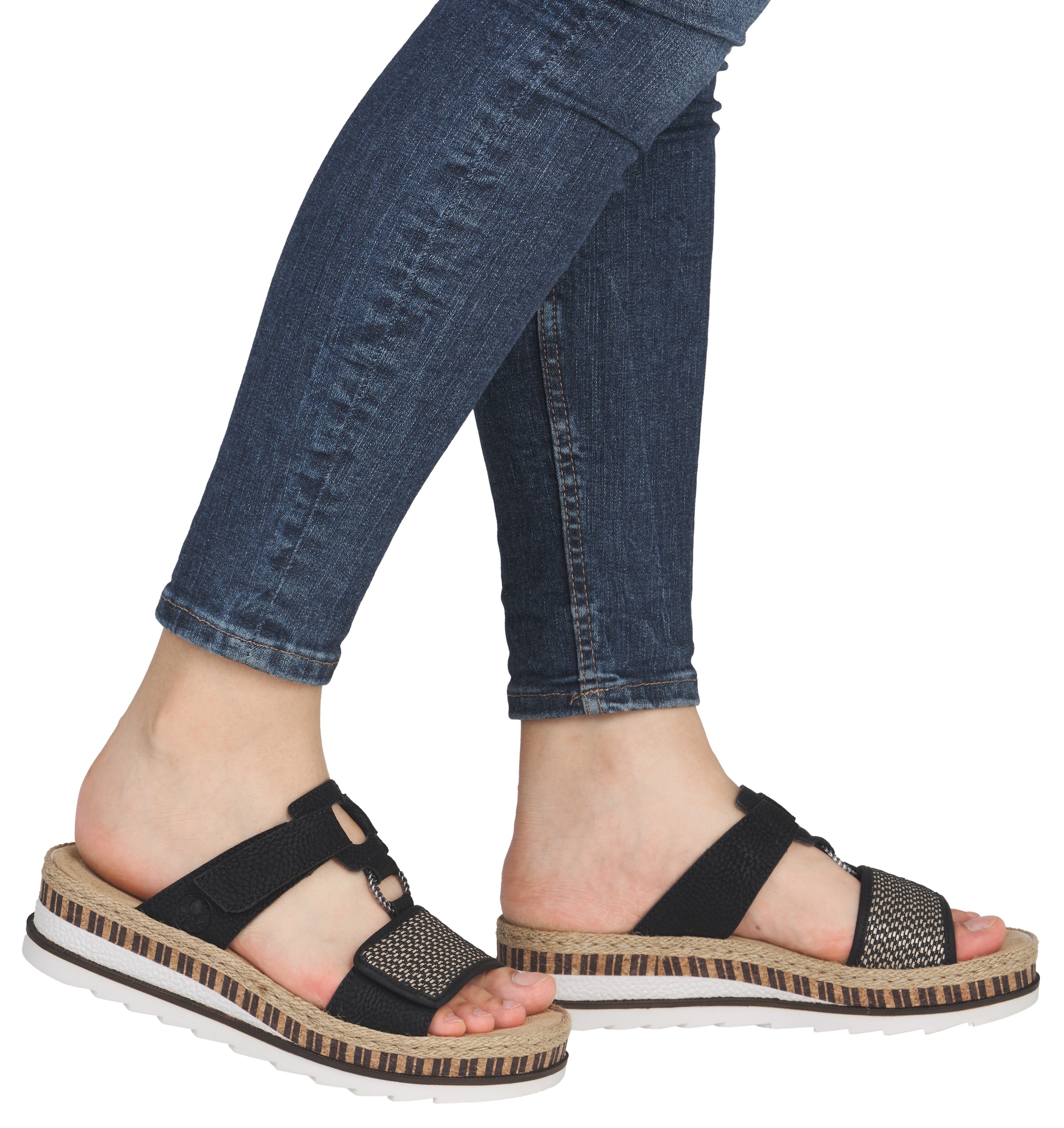 Rieker Pantolette  , Keilabsatz, Sommerschuh, Schlappen mit weicher Innensohle