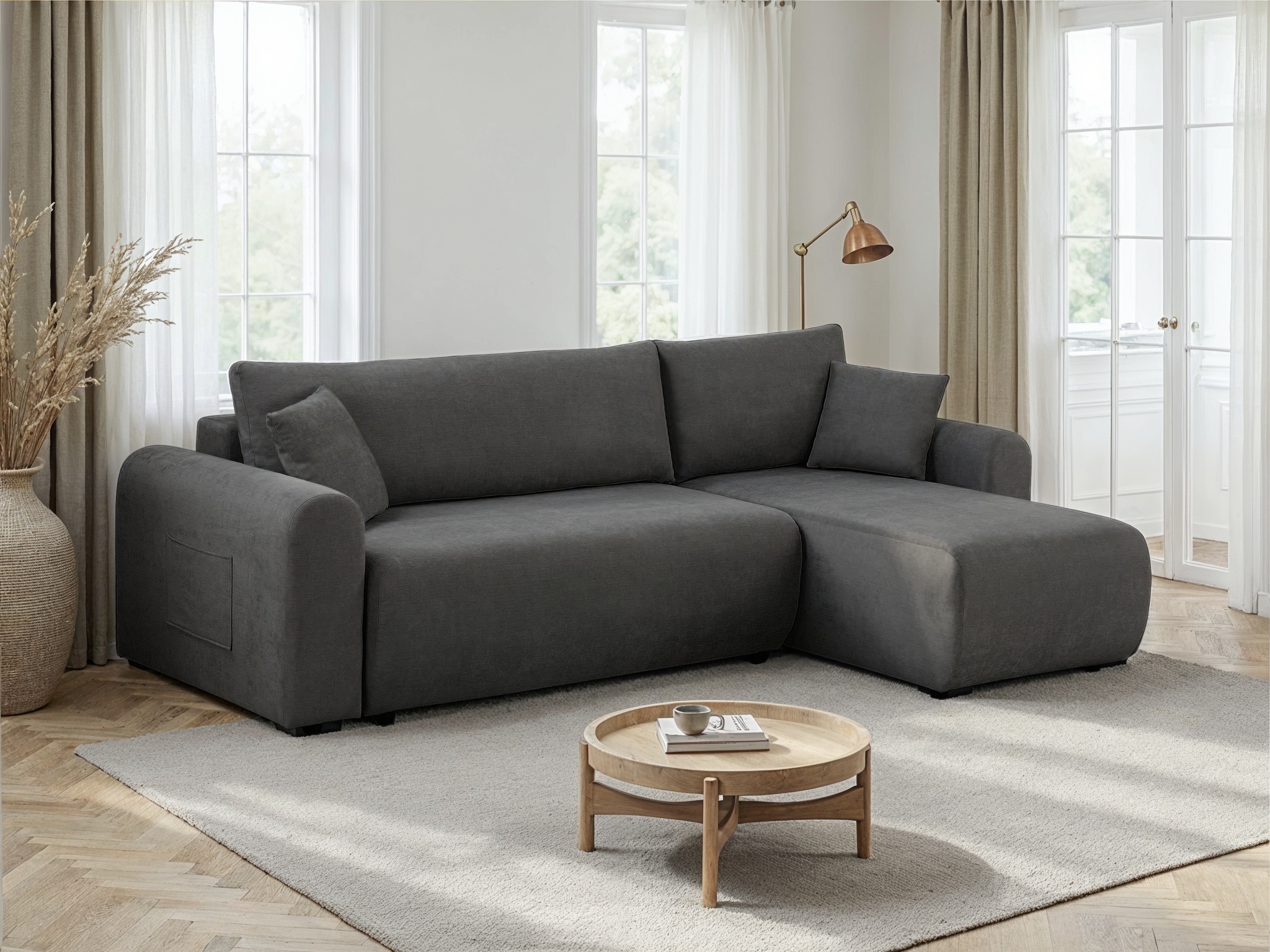 OTTO home Ecksofa »JONAA, 241cm, L-Form, Schlafsofa, Boxspringfederung, Cord u. Struktur« 133/200cm, Recamiere links/rechts, Bettkasten, Cord u. Struktur