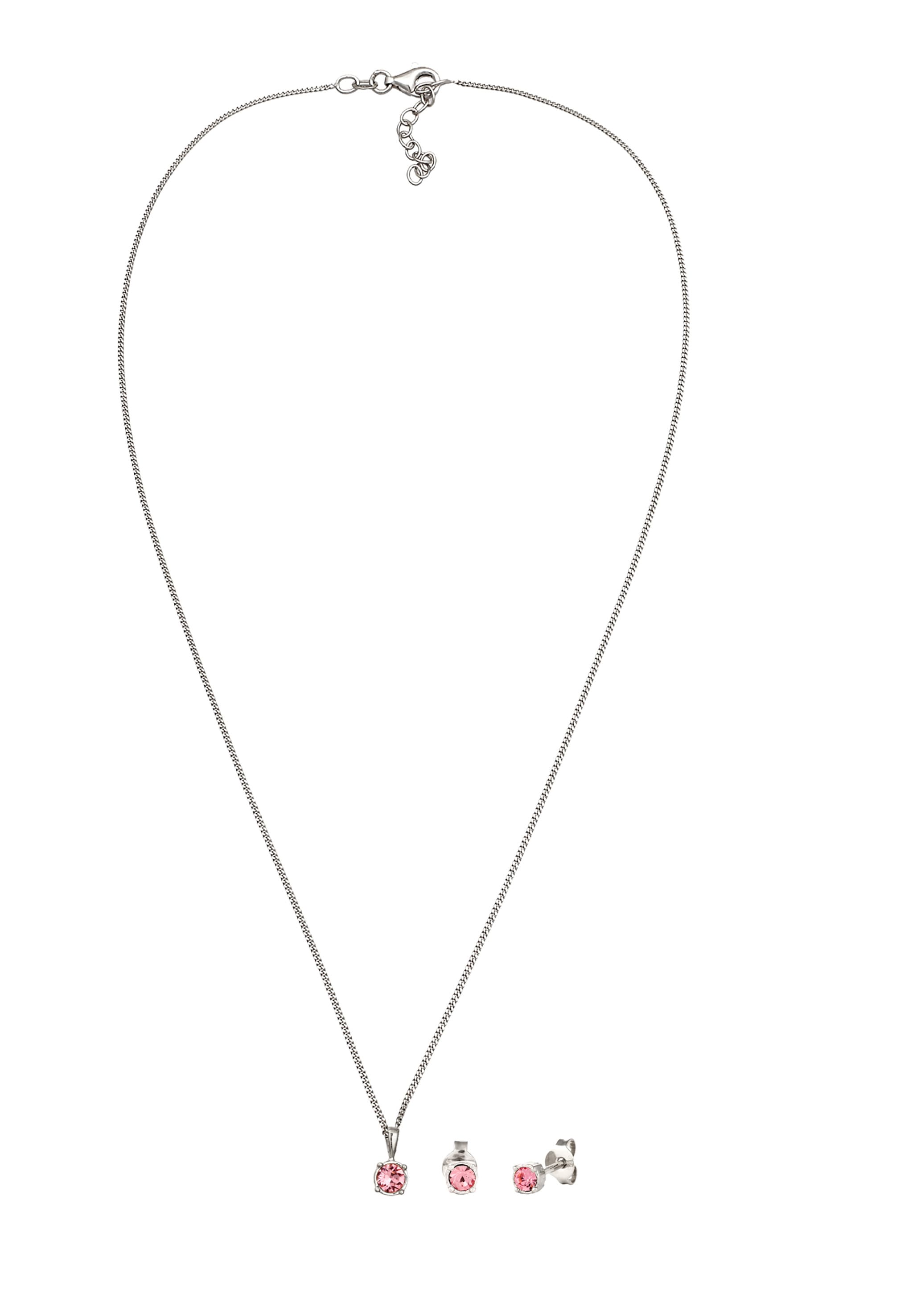 Elli Ohrring und Ketten Set »Schmuckset Glas Kristalle Rose 925 Sterling Silber«