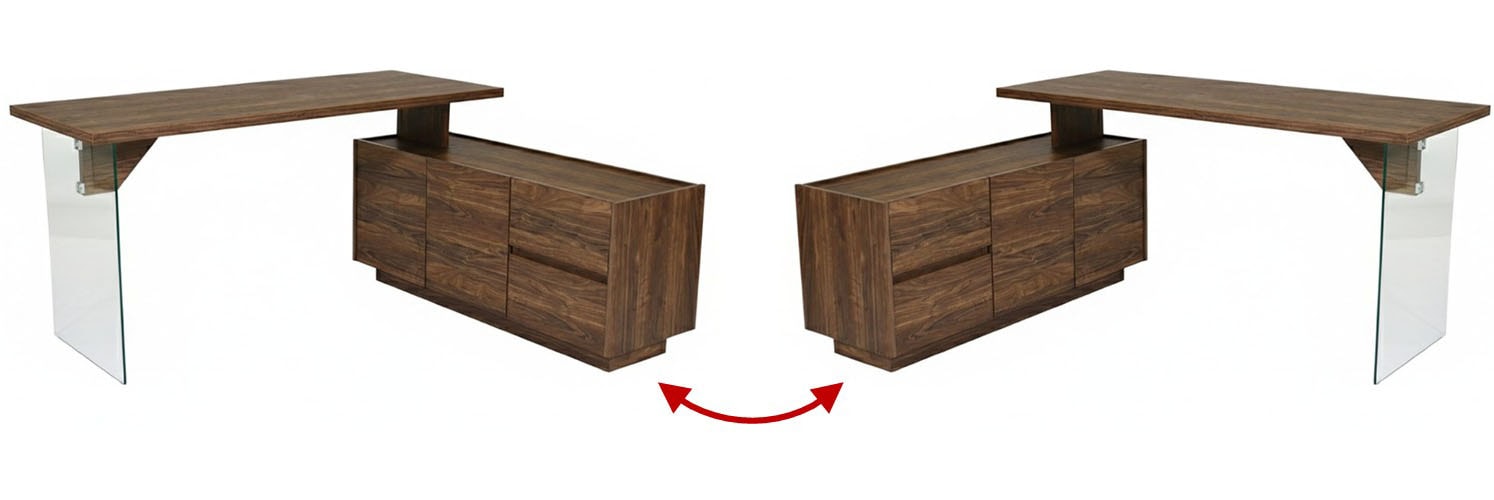Jahnke Eckschreibtisch »LUX C 160 E« Eckschreibtisch, wechselseitig montierbar, Glas, 2 Fächer+2Schubladen