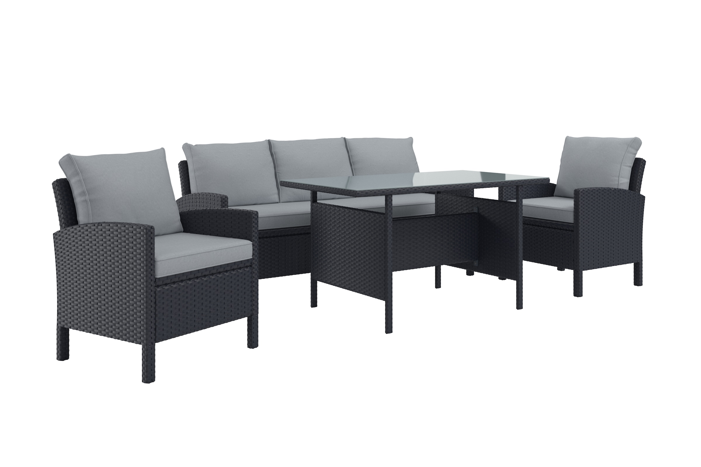 KONIFERA Gartenlounge-Set »»Brooklyn««, (Set, 12 tlg., 1x 3er Sofabank, 2 Sessel, Tisch 66x120x74 cm, inkl. Auflagen), Stahl/Polyrattan