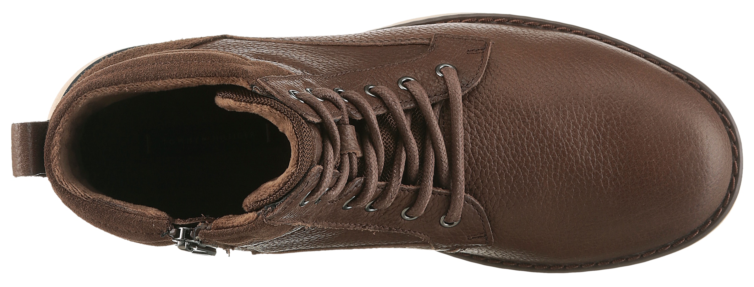 Tommy Hilfiger Schnürboots »CORPORATE W LTH LACE BOOT«  , Schnürstiefelette mit Ziernähten und Anziehlasche