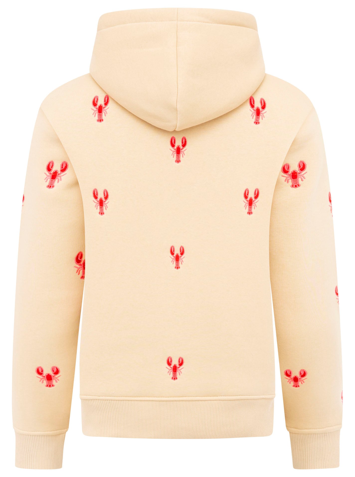 Zwillingsherz Kapuzensweatshirt, Hummer-Stickerei, Kapuze, Kordelzug, Baumwollmix