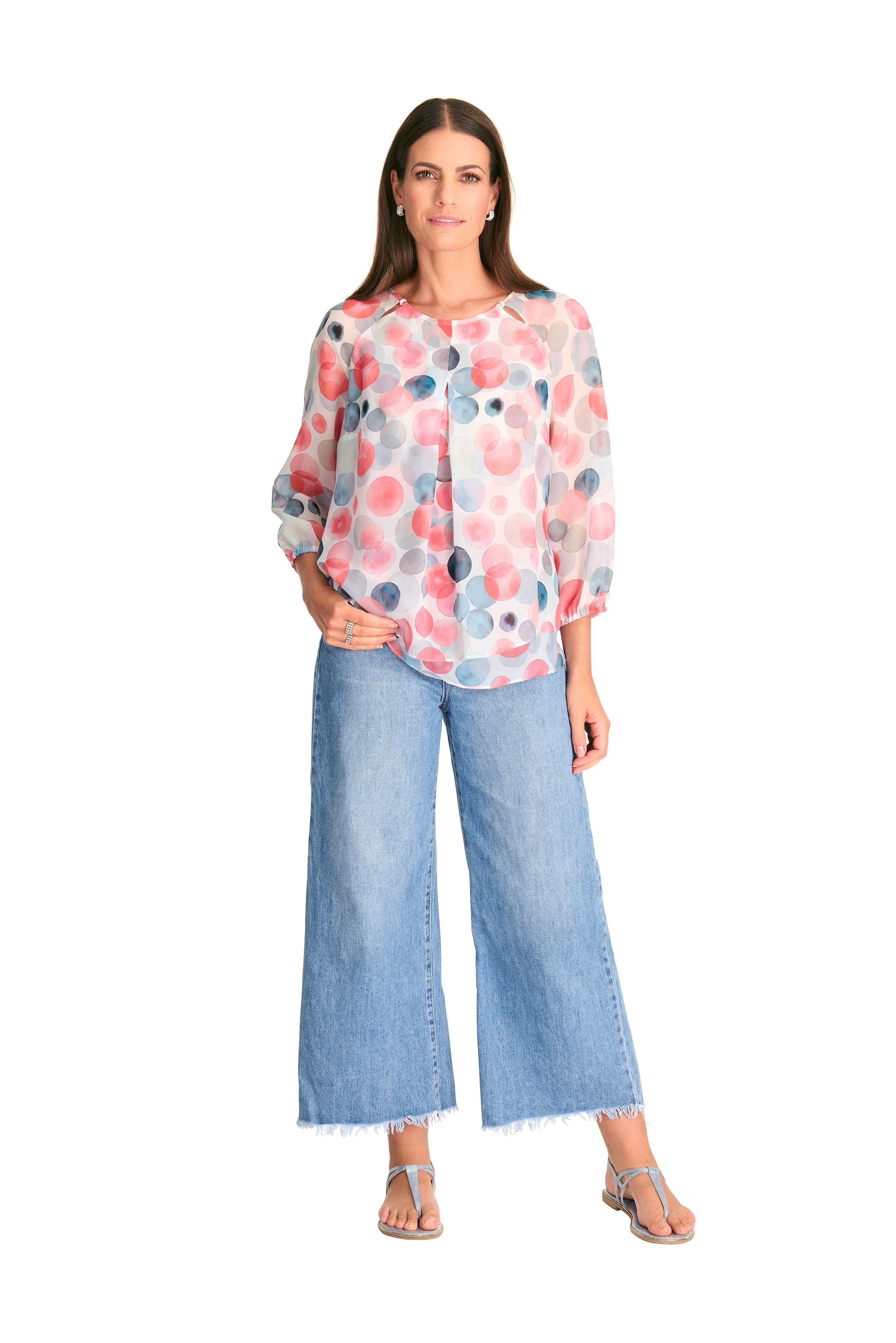 HERMANN LANGE Collection Druckbluse, mit Cut-Outs am Ausschnitt