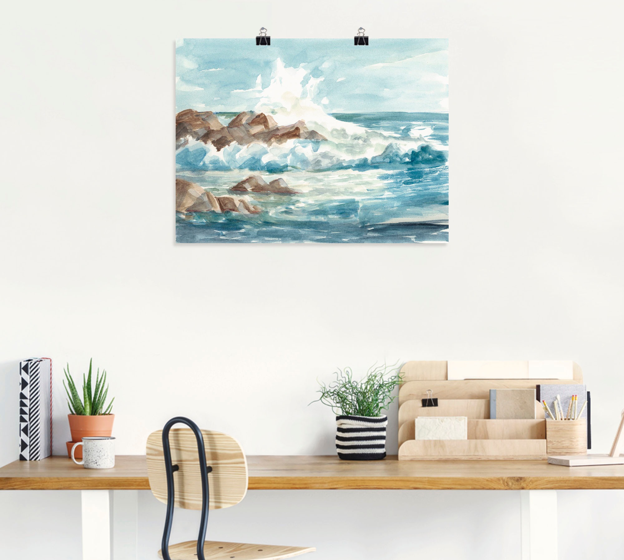 Artland Wandbild »Wasserfarben Küste I«, Küste, (1 St.), als Alubild, Leinwandbild, Wandaufkleber oder Poster in versch. Größen