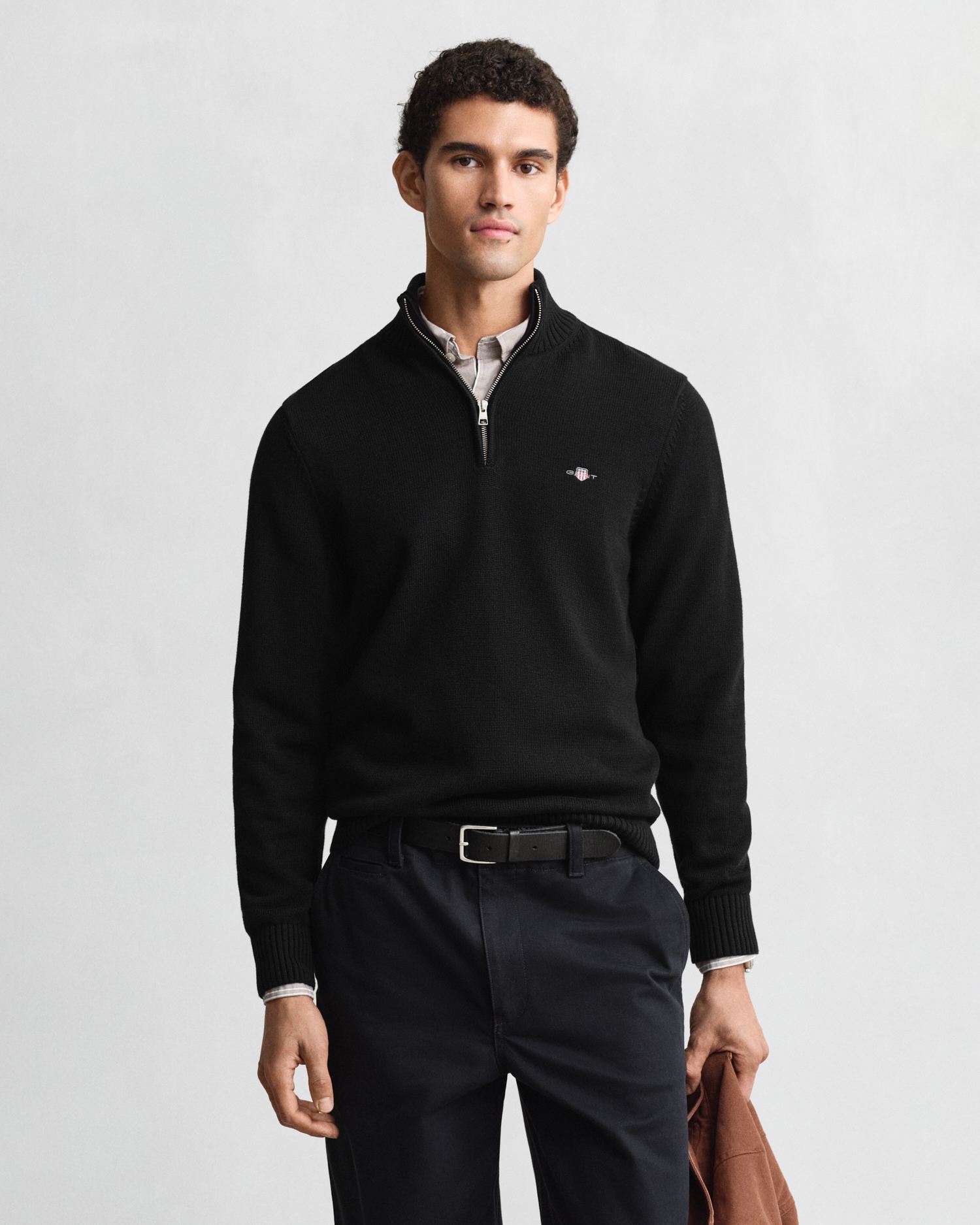 Gant Troyer »CASUAL COTTON HALF ZIP« mit grafischer Logostickerei auf der Brust