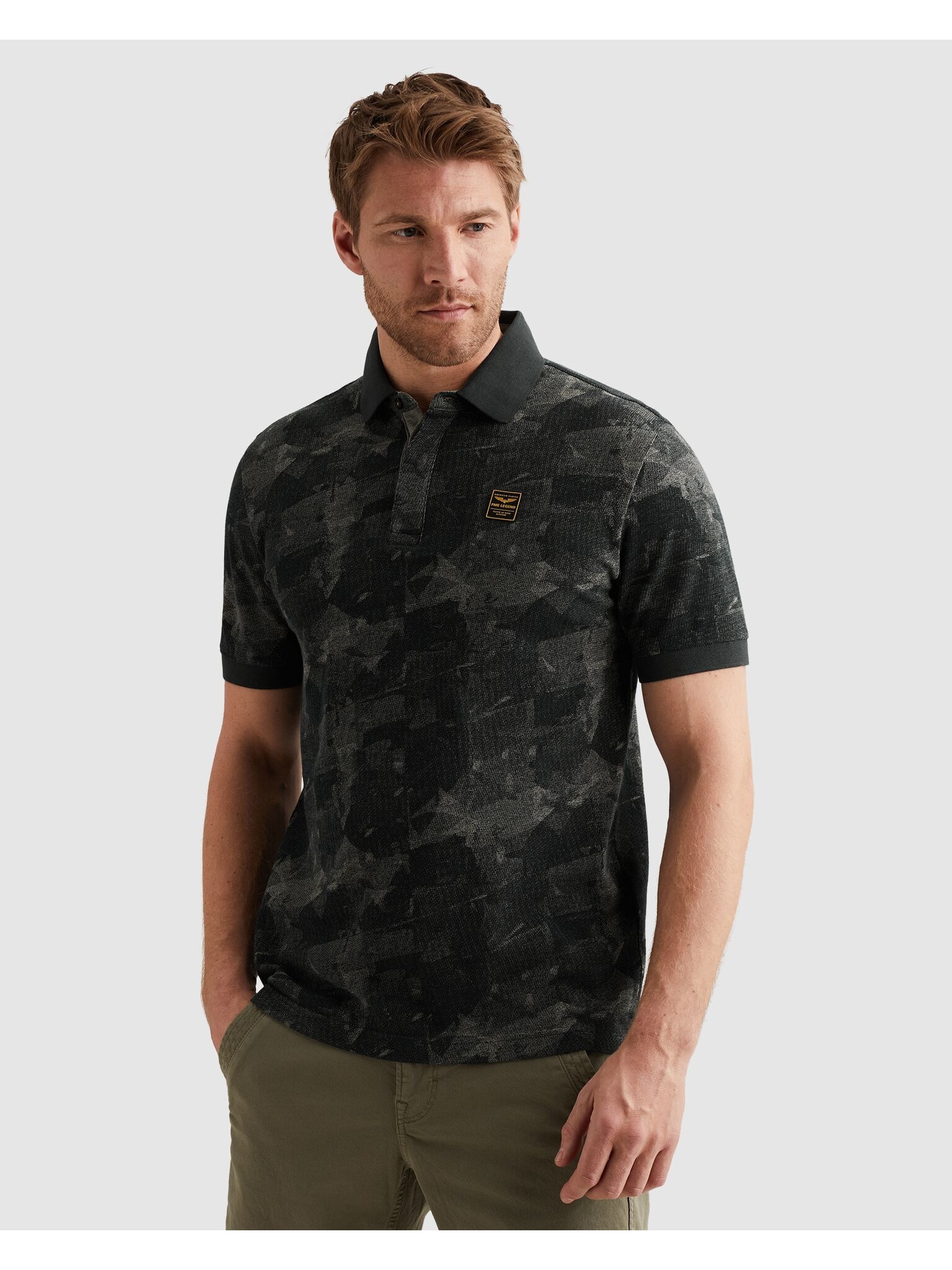 PME LEGEND Poloshirt »Short sleeve polo printed two tone pique« mit Logo Stickerei