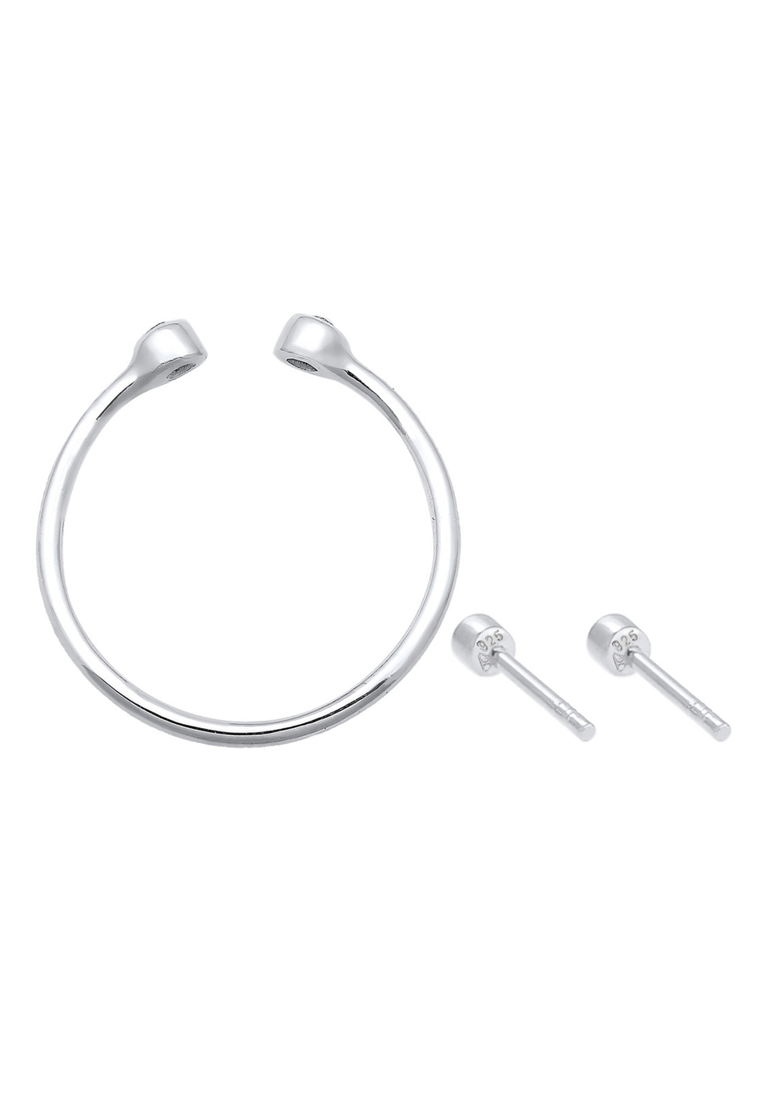 Elli Ohrring und Ketten Set »Schmuckset Ring Solitär Ohrstecker 925 Silber, mit Kristallen von Swarovski®«