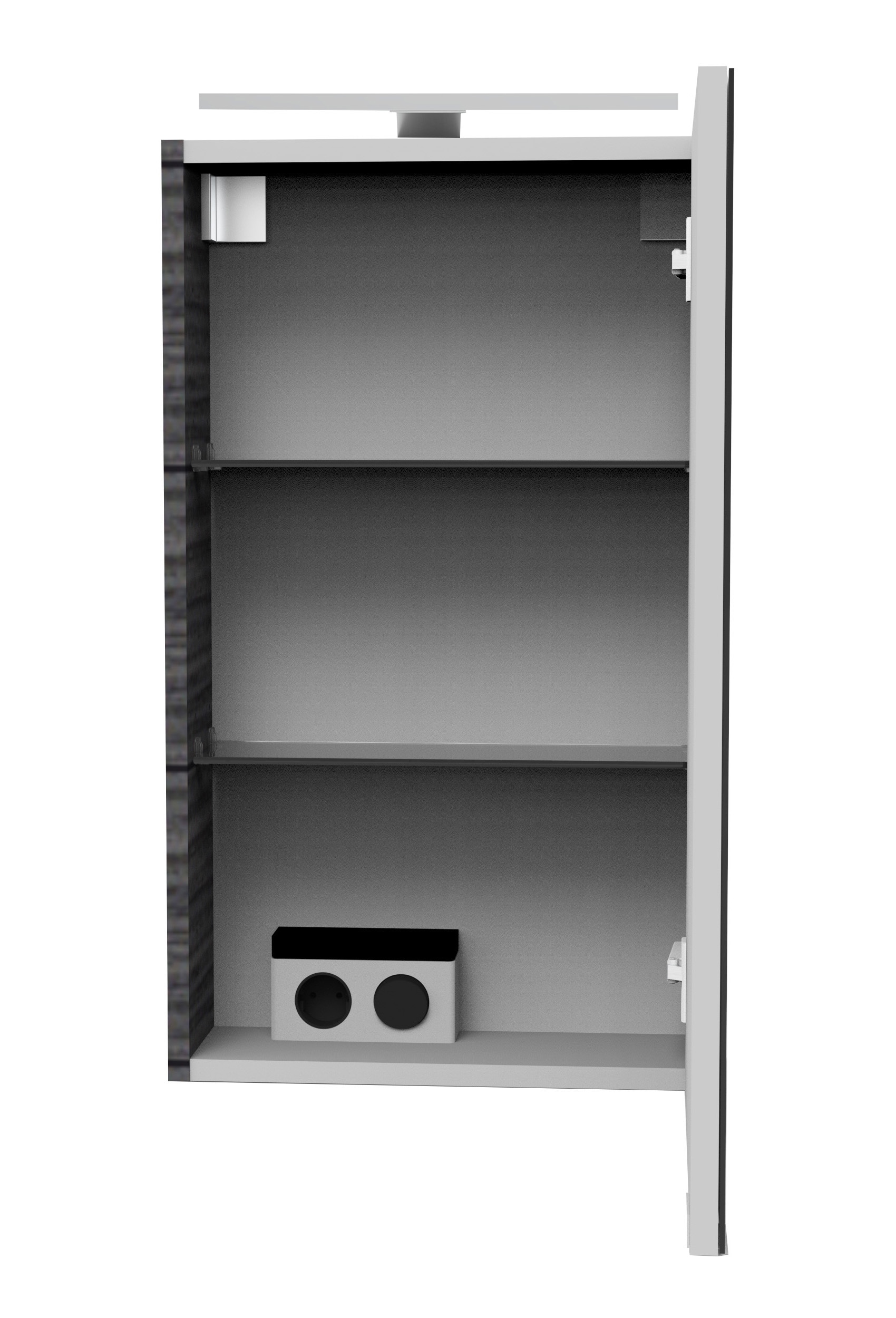 FACKELMANN Spiegelschrank »SBC«, (Spiegelschrank mit LED-Aufsatzleuchte), Aufsatzleuchte, Schalter und Steckdose, Breite 40cm, Anschlag rechts