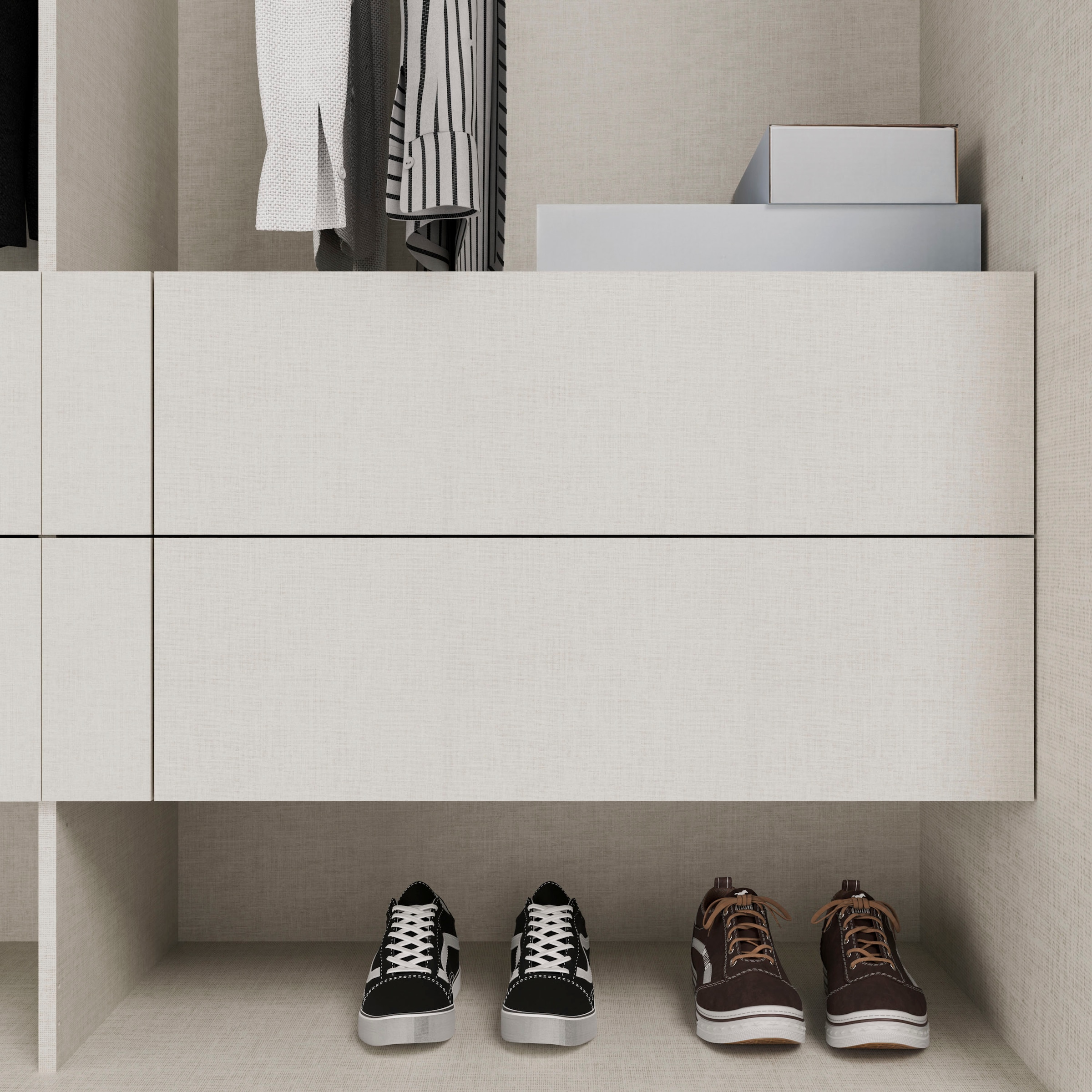 FORTE Dreh-/Schwebetürenschrank »Narago, OTTOs Choice, TOPSELLER, mittlere Paneele farblich wechselbar« B/H/T ca. 270x210X61cm, Farbe Weiß auch mit Spiegeln erhältlich,  gestalte die Schwebetüren einfarbig oder 2 farbig, Made in Europe