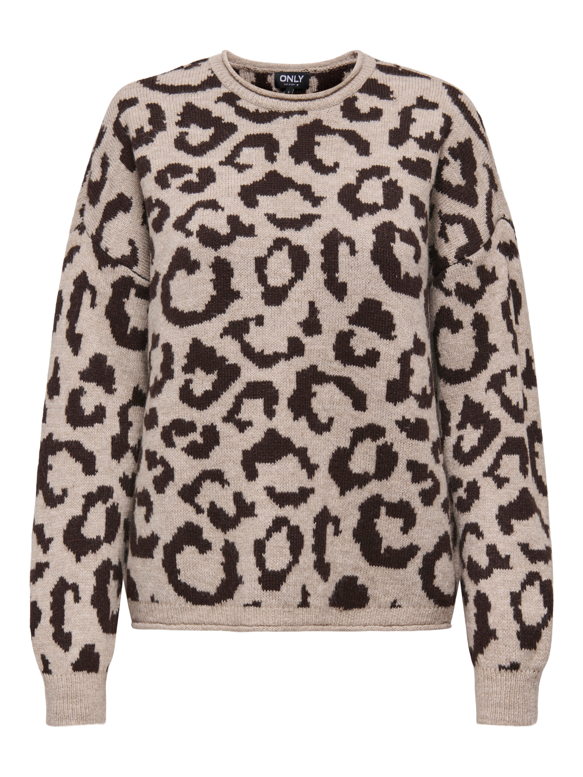 ONLY Rundhalspullover »ONLJADE ANIMAL LS O-NECK NOOS KNT« Kunstfaser, regular fit