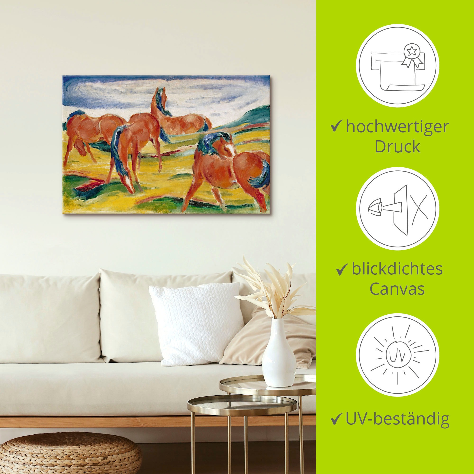 Artland Wandbild »Weidende Pferde III. 1910«, Haustiere, (1 St.), als Alubild, Outdoorbild, Leinwandbild in verschied. Größen