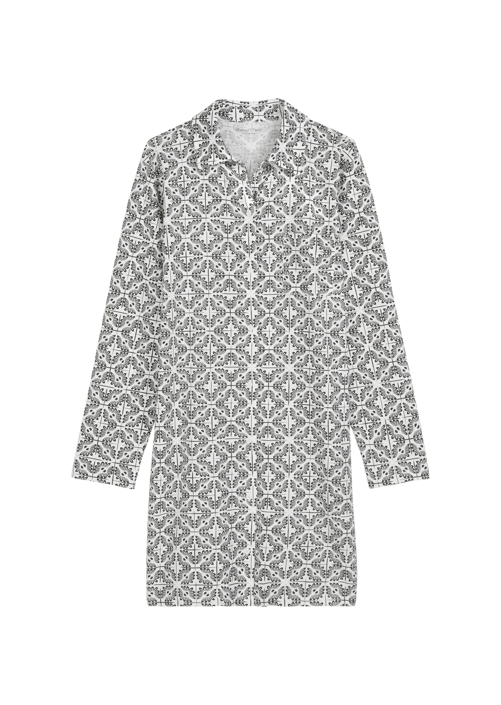 Marc O'Polo Nachthemd »Mix N Match Cotton Jersey«, Langarm, Baumwollmix, Knöpfe, bequem, elastisch, Allover-Print