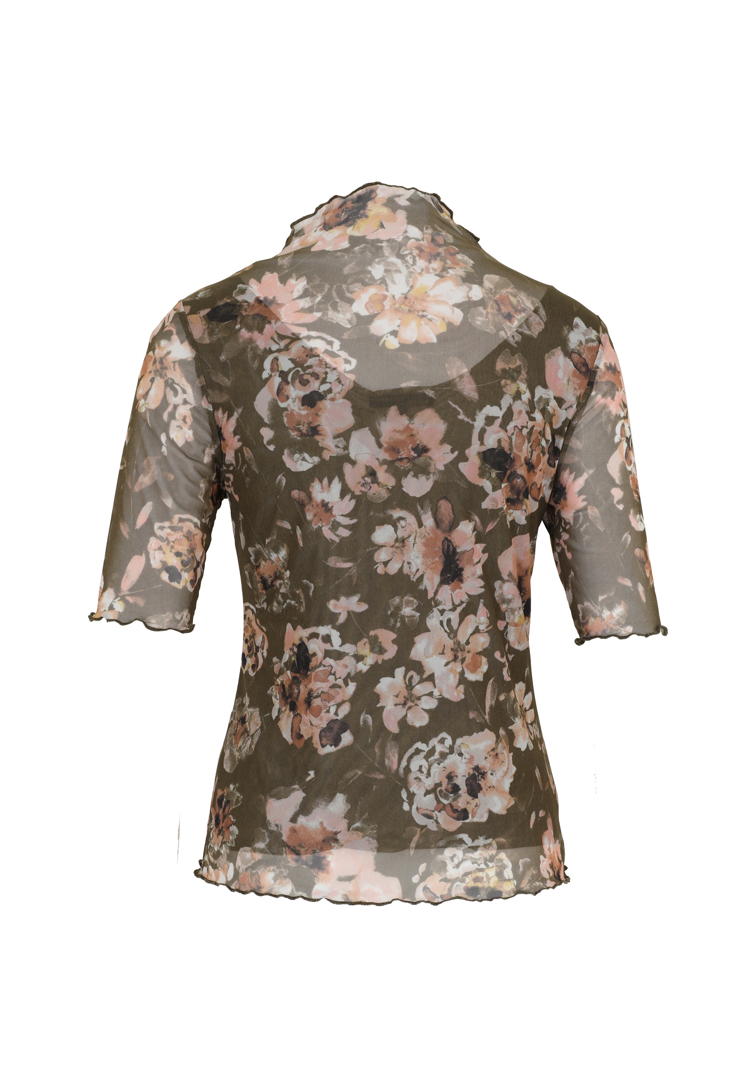 Zero T-Shirt »Mesh-Blumen-Shirt mit hohem Kragen«