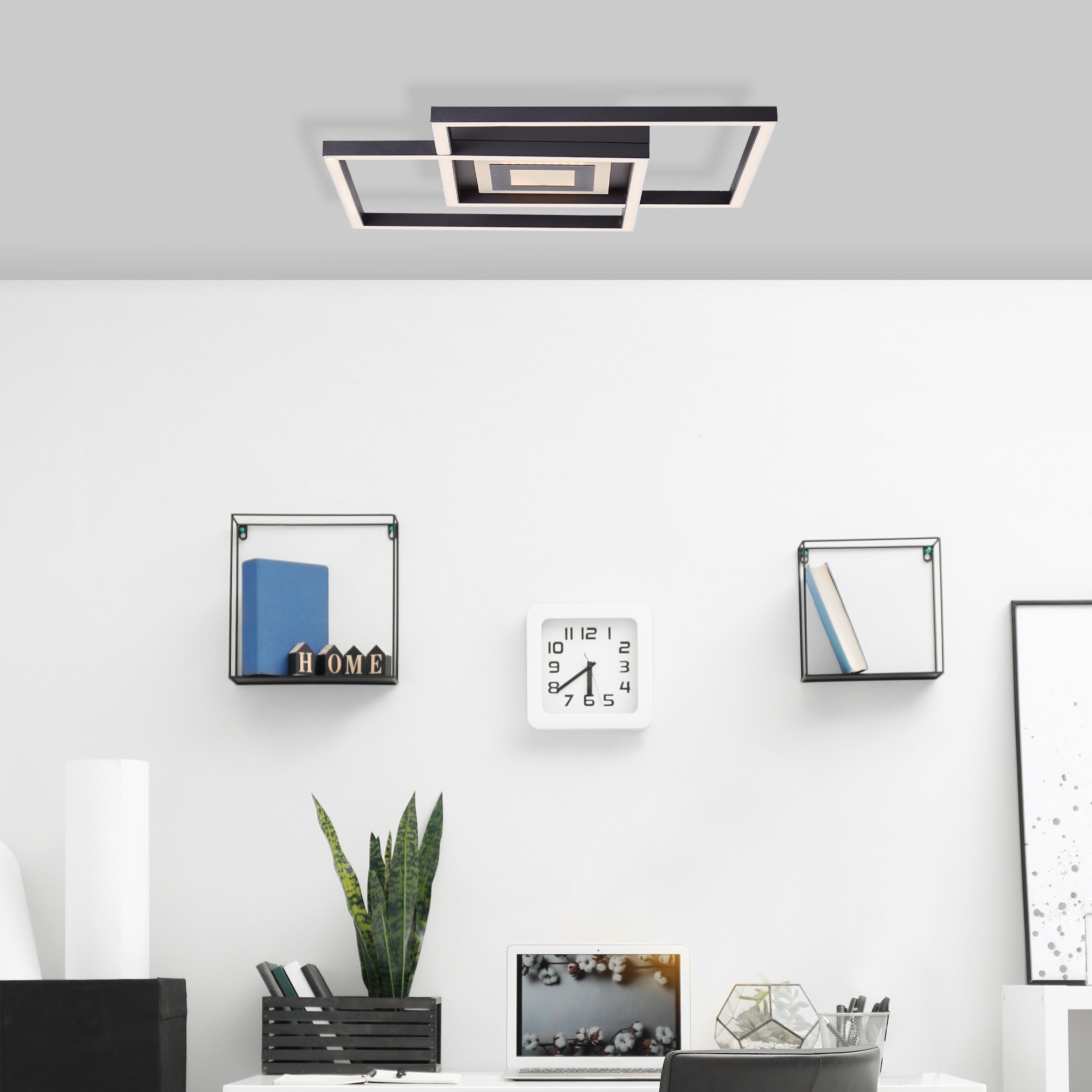 Brilliant LED Deckenleuchte »Metis«, 1 flammig, Leuchtmittel LED-Modul | LED fest integriert, 40 x 30 cm, 3-Stufen dimmbar, 3600 lm, warmweiß, Metall, schwarz