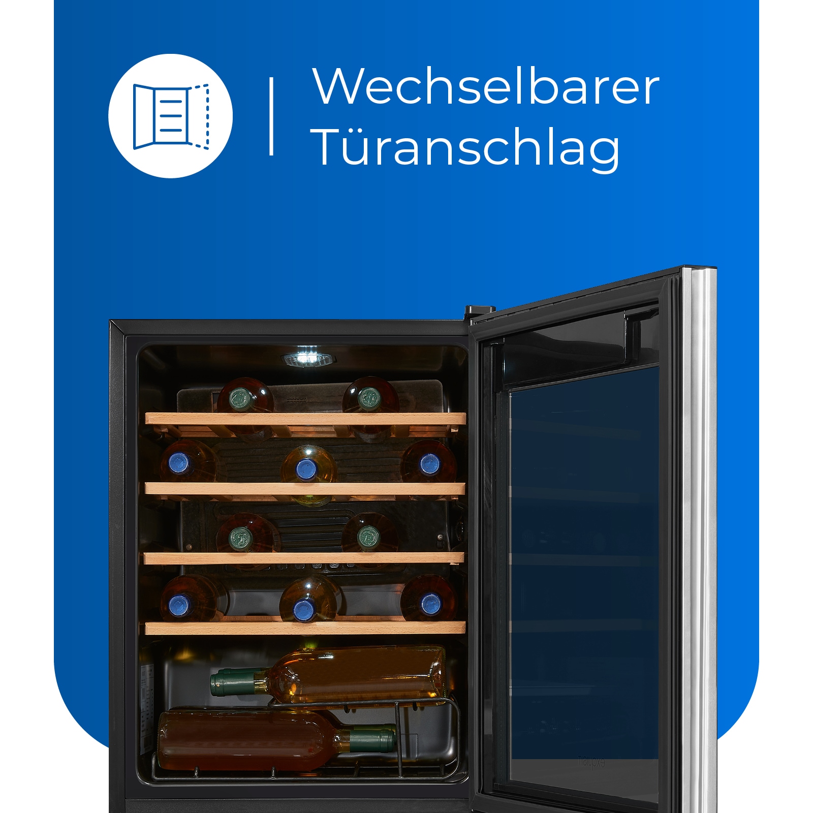 exquisit Weinkühlschrank »WS1-24-GTE-030G schwarzPV«, für 24 St. Standardflaschen á 075l