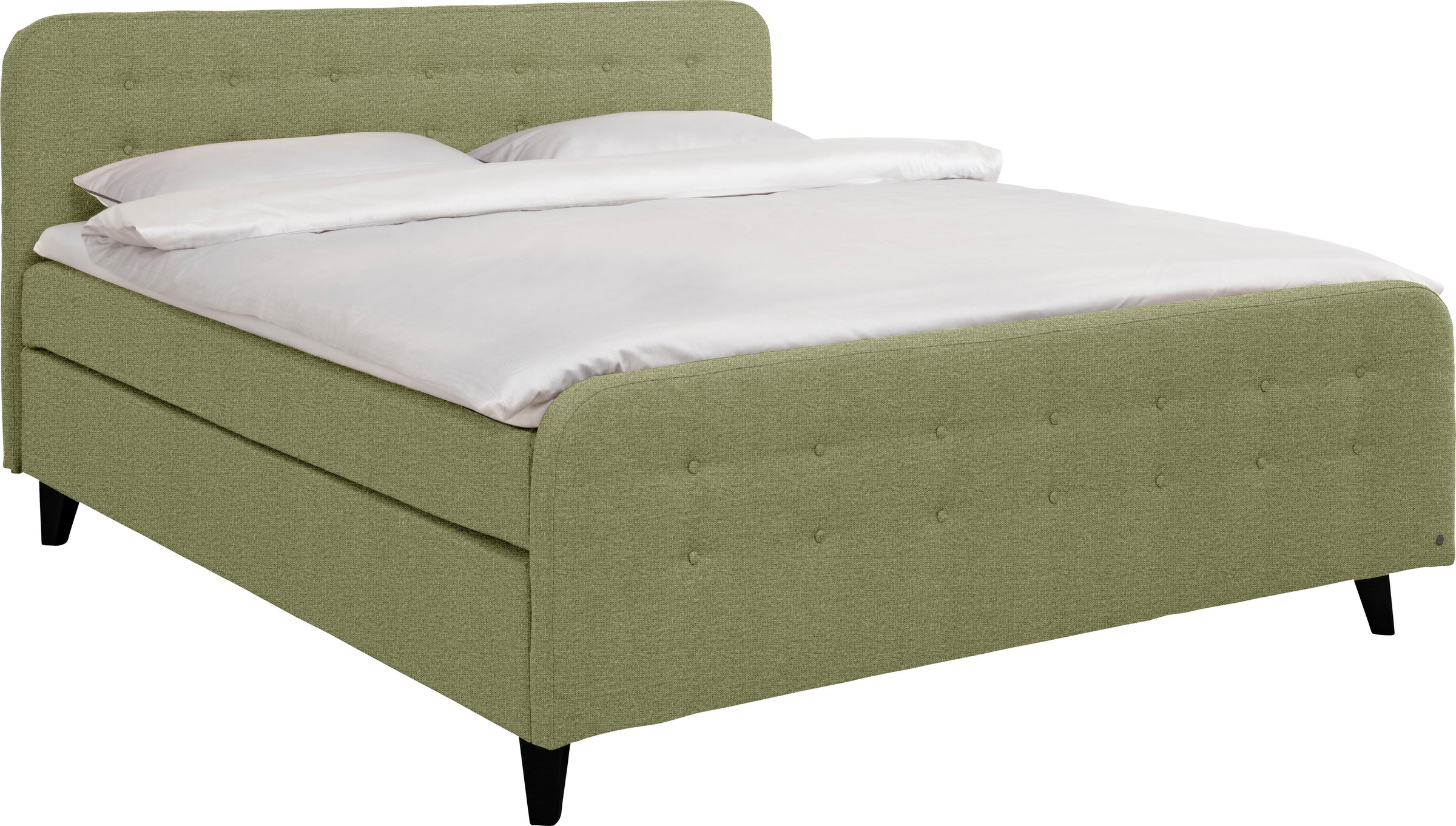 TOM TAILOR Boxspringbett »NORDIC BOX«, mit Knopfheftung im Kopfteil und Fußteil, Füße schwarz