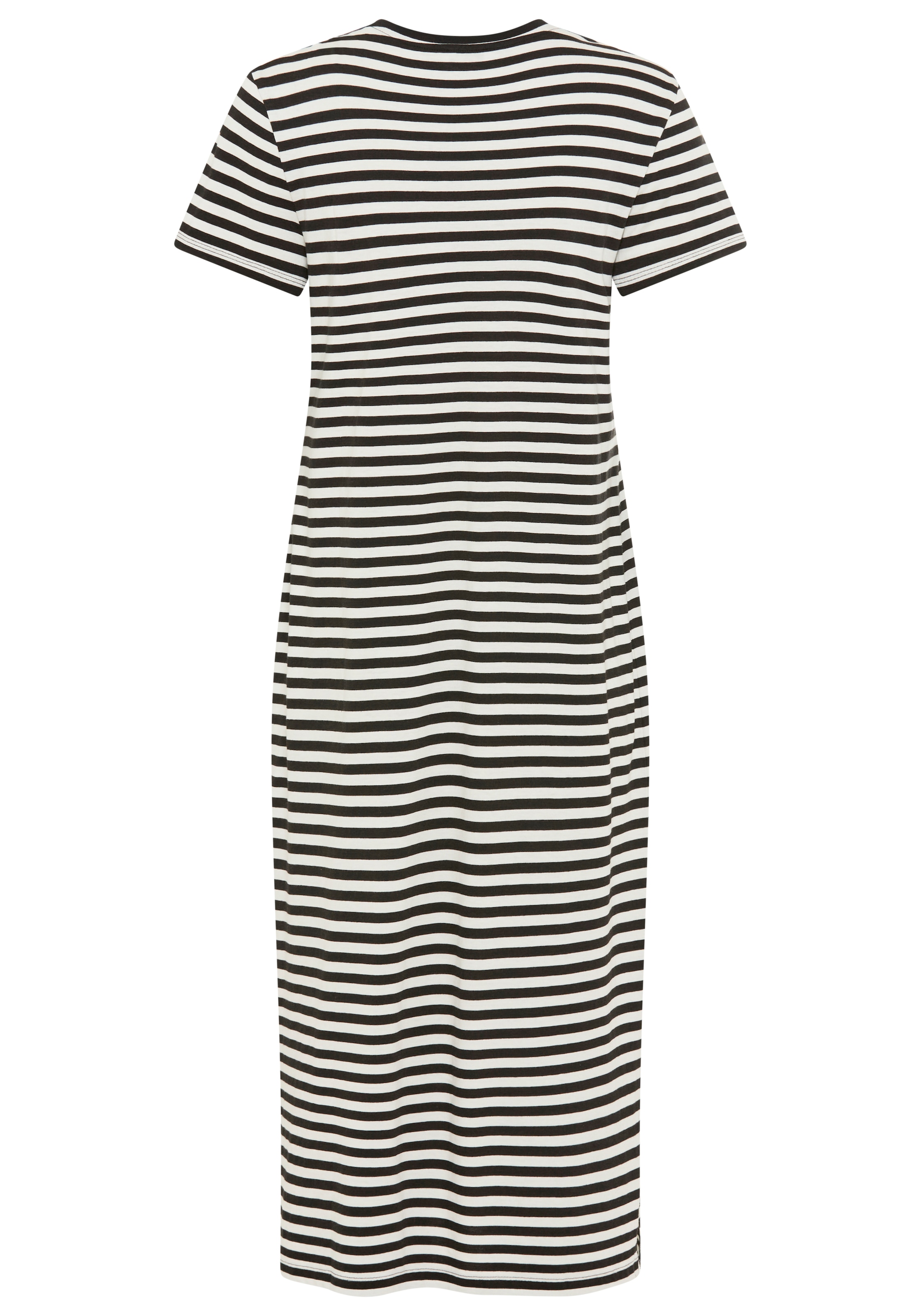 Flashlights Shirtkleid wadenlange Schnittform, aus Single Jersey, mit gestreifter Optik