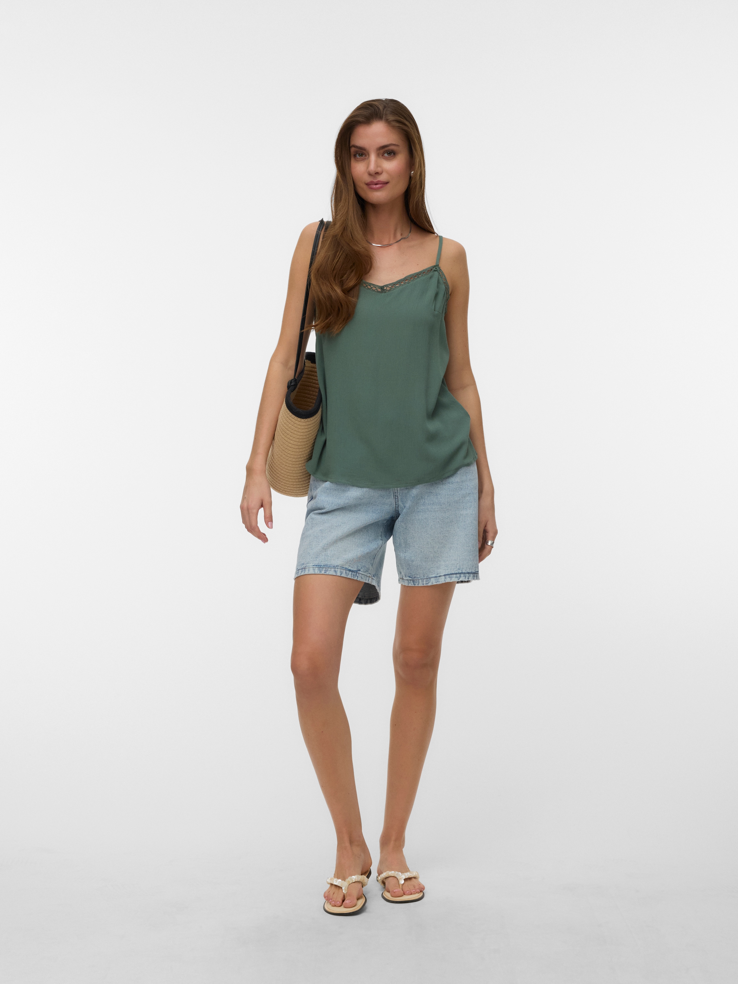 Vero Moda Spaghettitop »VMMENNY LACE SINGLET WVN GA« Viskose, regular fit