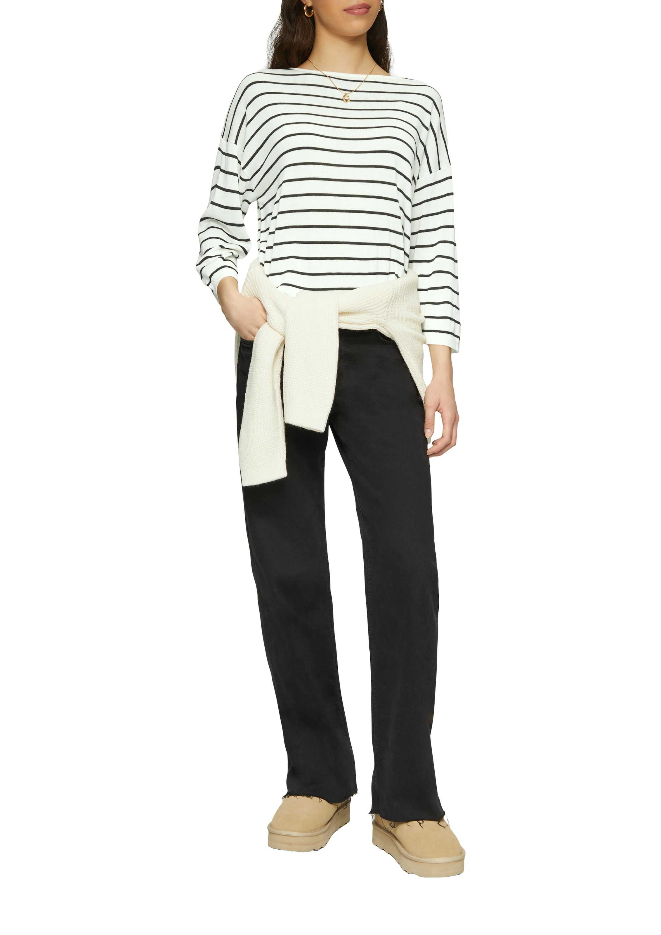 QS 3/4 Arm-Pullover, mit Streifenmuster