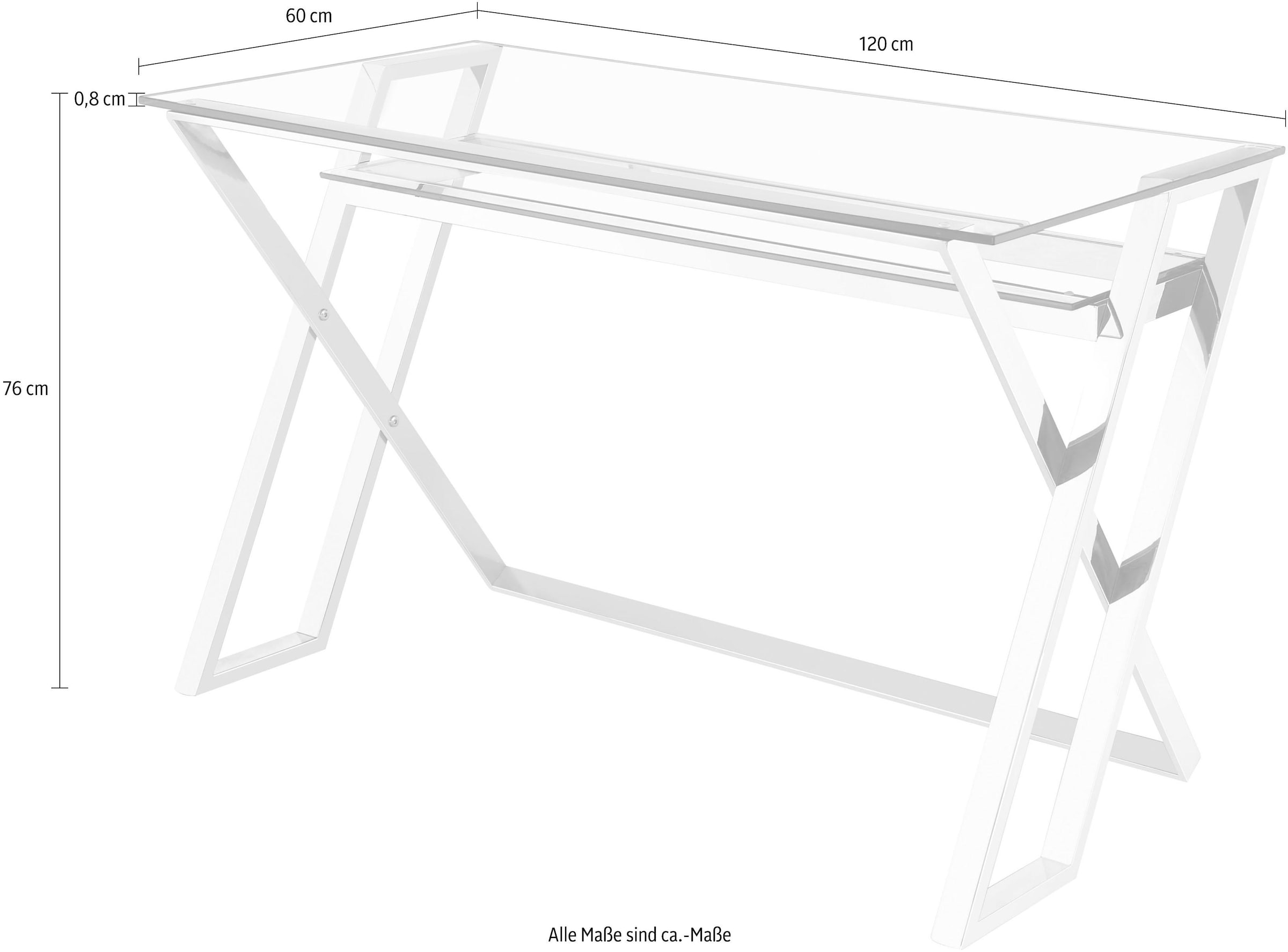 Leonique Schreibtisch »Harvey«, Chrom/Glas-Schreibtisch, Schminktisch, Chromgestell, ca. 120x60x76