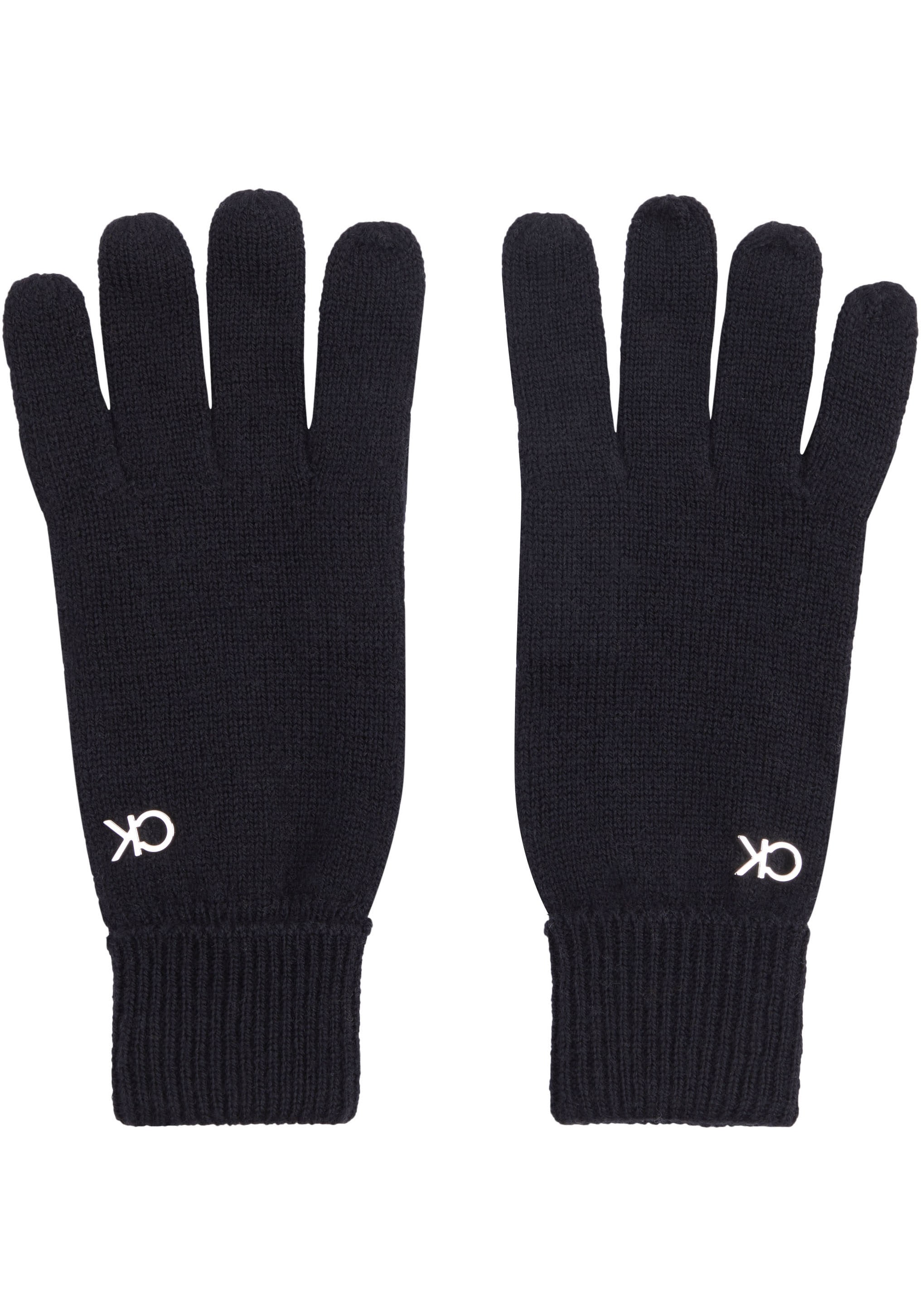 Calvin Klein Strickhandschuhe »CK METAL CHUNKY RIB GLOVES«, mit Logozeichen