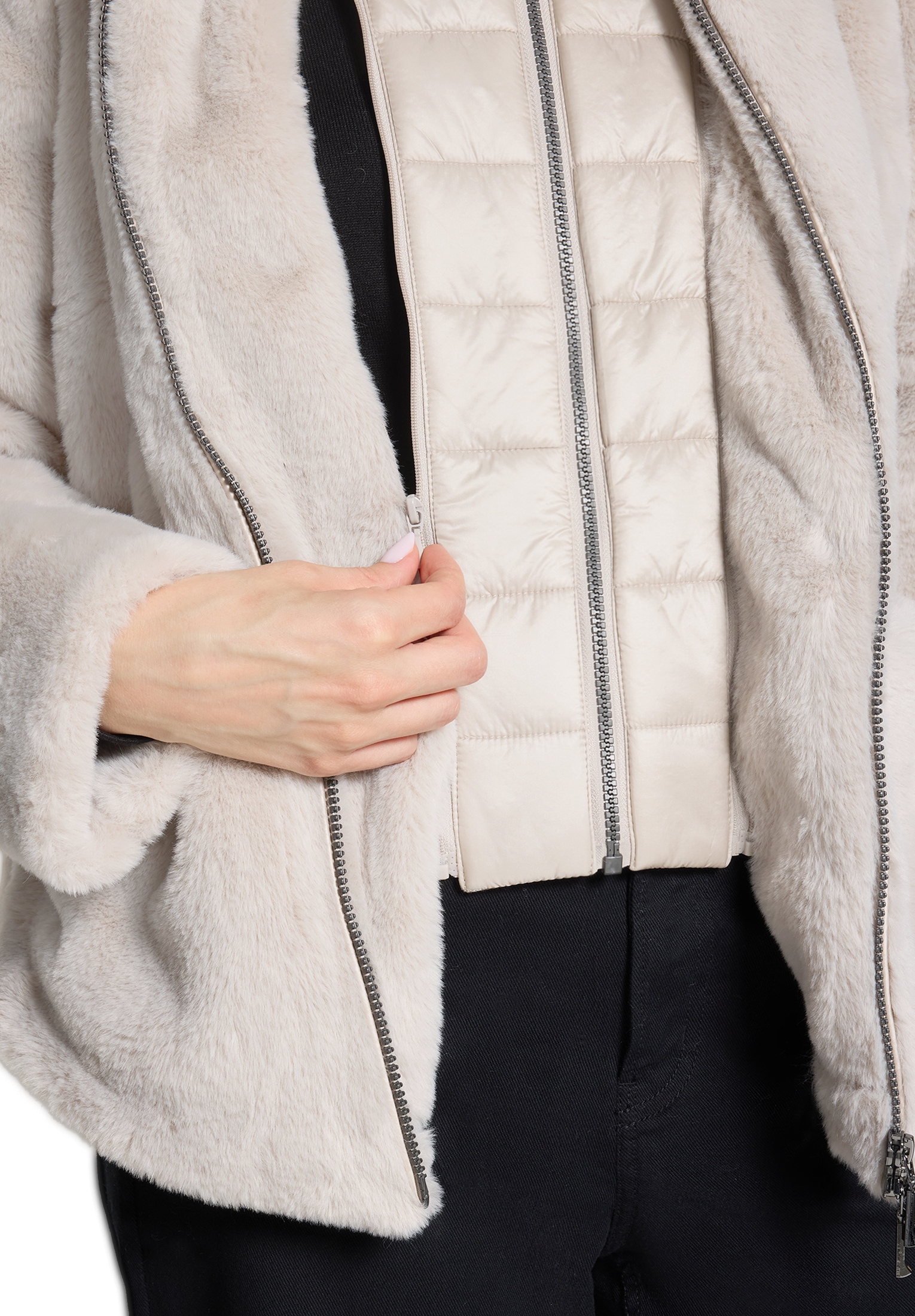 Amber & June Plüschjacke »Plüschjacke mit abnehmbarem Westenteil«
