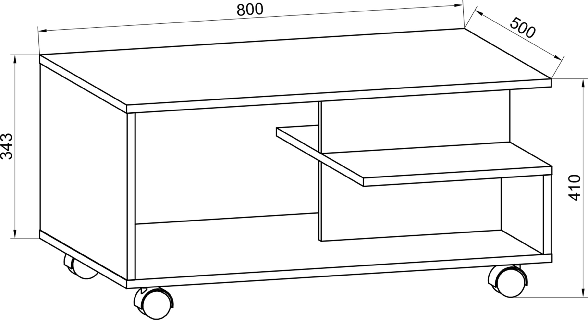 VCM Beistelltisch »Holz Sofatisch Couchtisch Rollen rollbar Stango L«