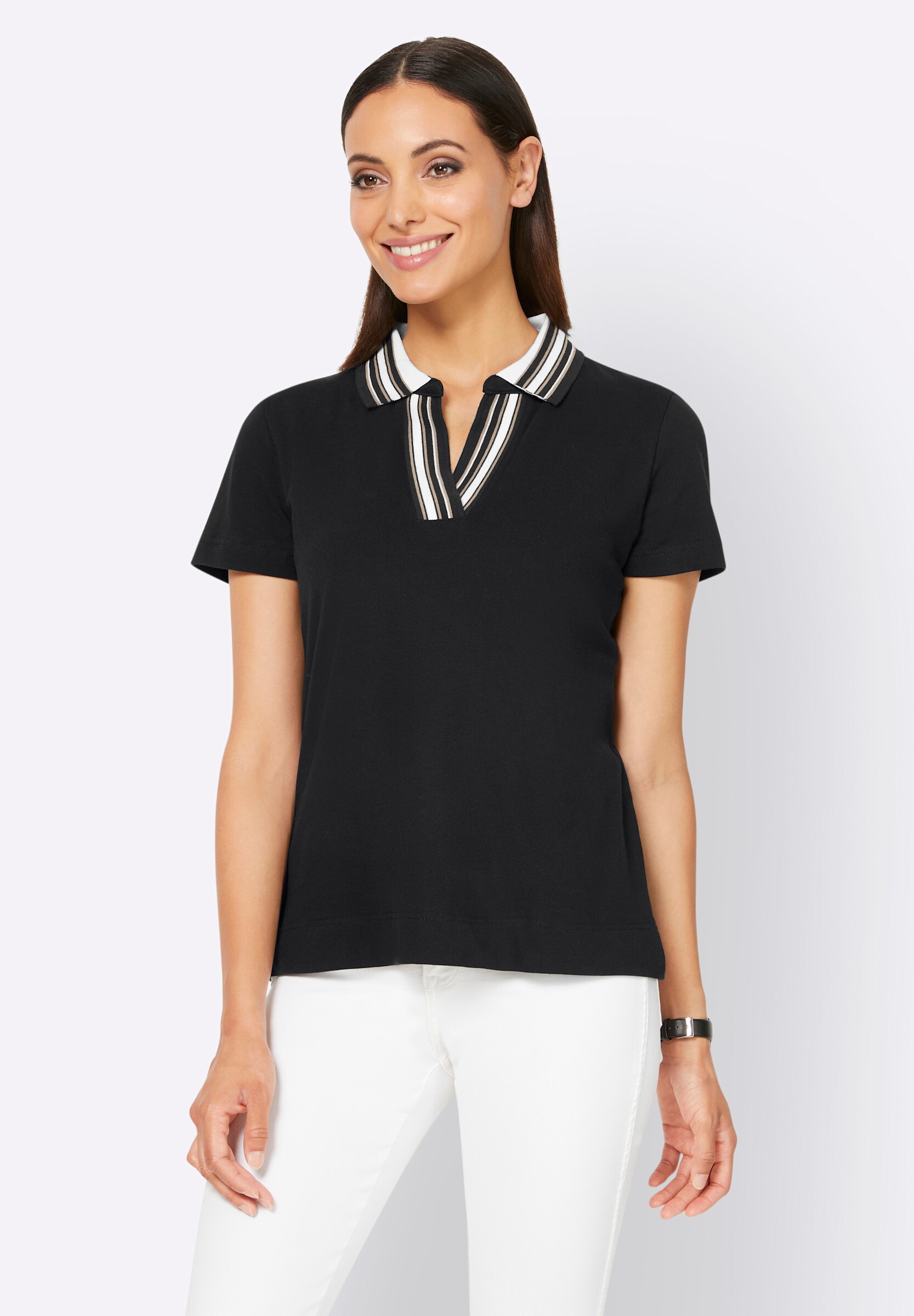 heine Poloshirt »Shirt Poloshirt mit Kontraststreifen«
