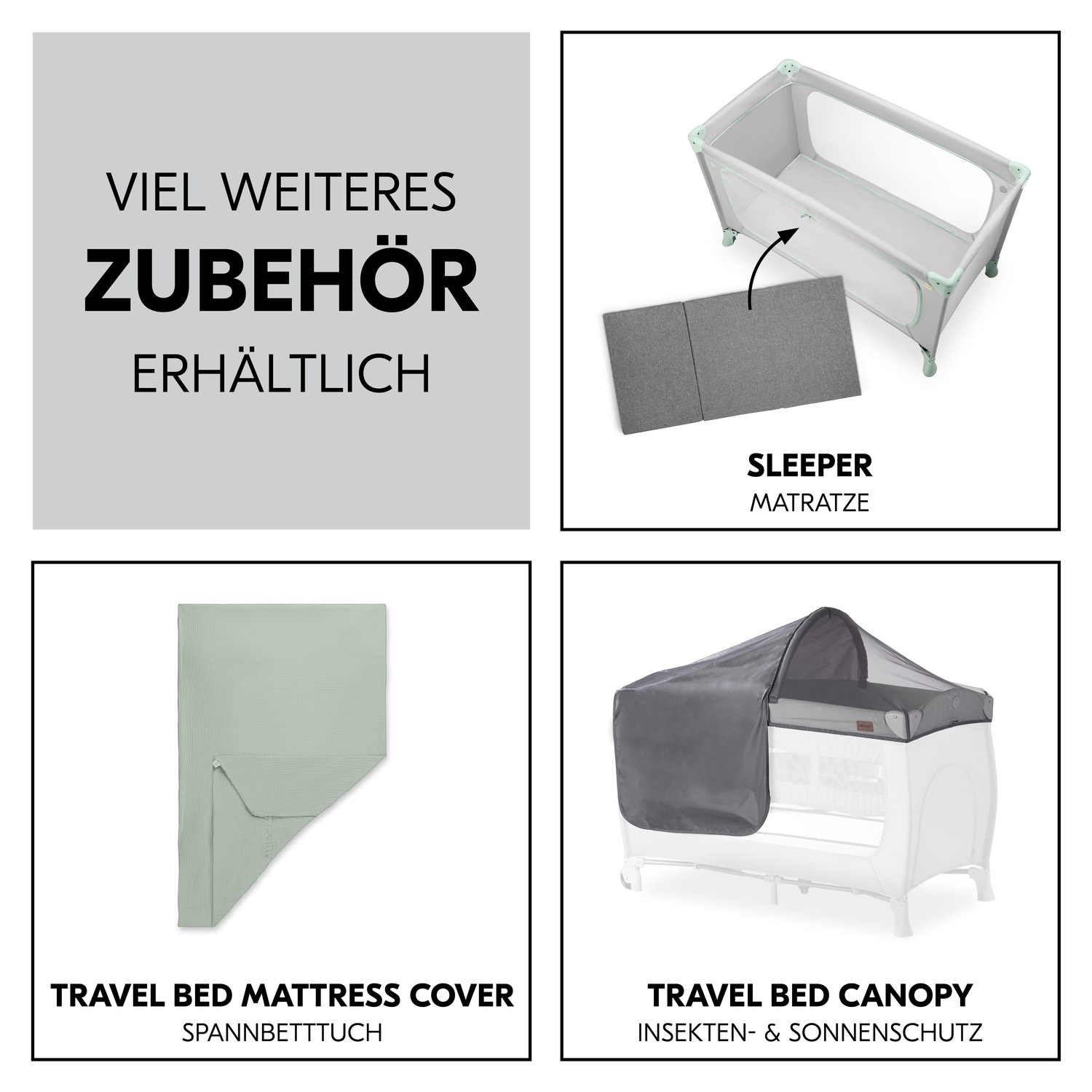 Hauck Baby-Reisebett »Dream N Play Plus, Dusty Mint«, Vorderausstieg