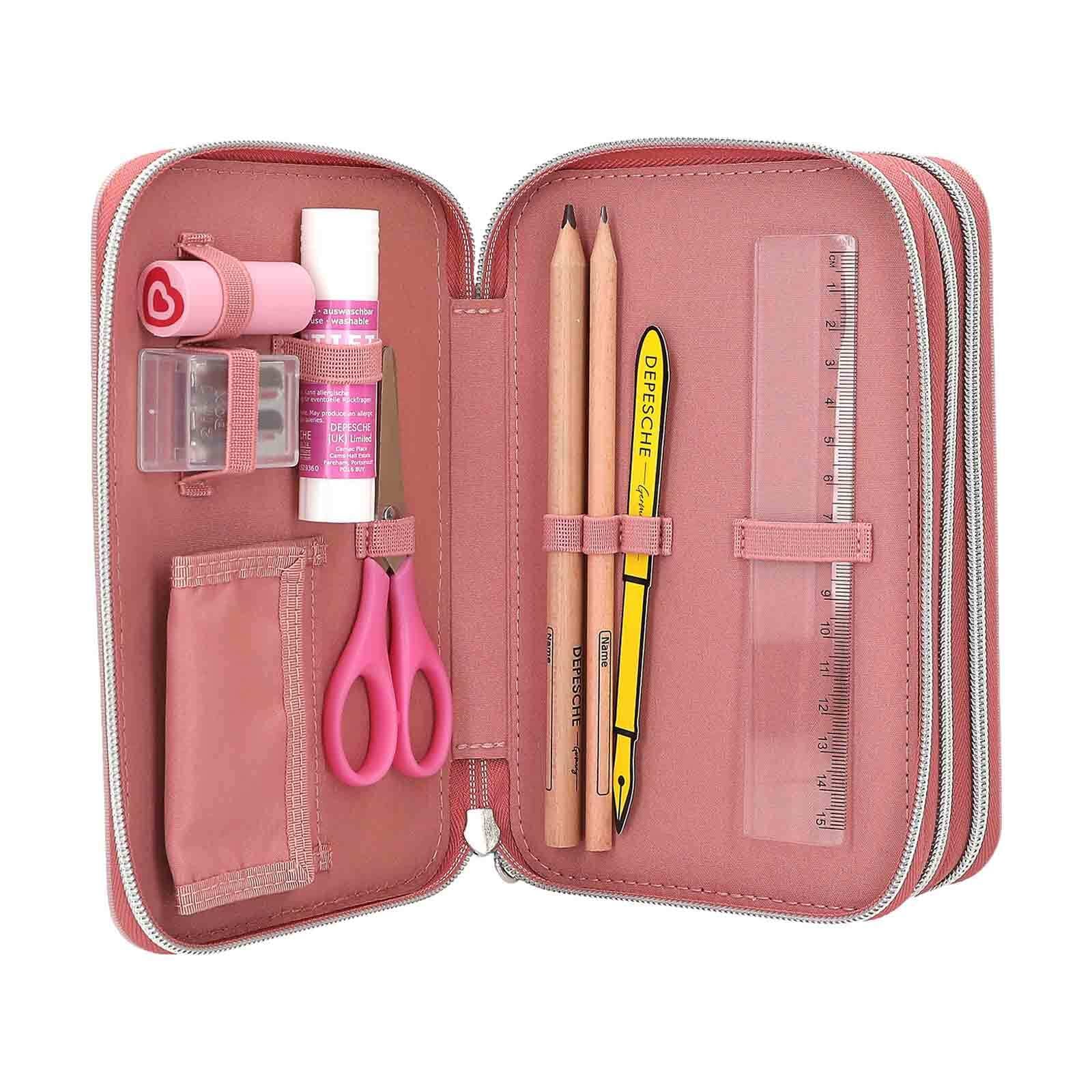 Depesche Buntstift »3-Fach Federtasche DOTS TOPModel 7,5 x 13 x 20 cm rosa«