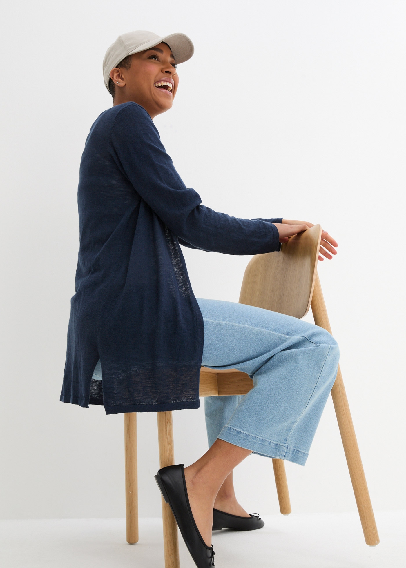 bonprix Strickjacke Strickjacke aus reiner Baumwoll-Slub Qualität