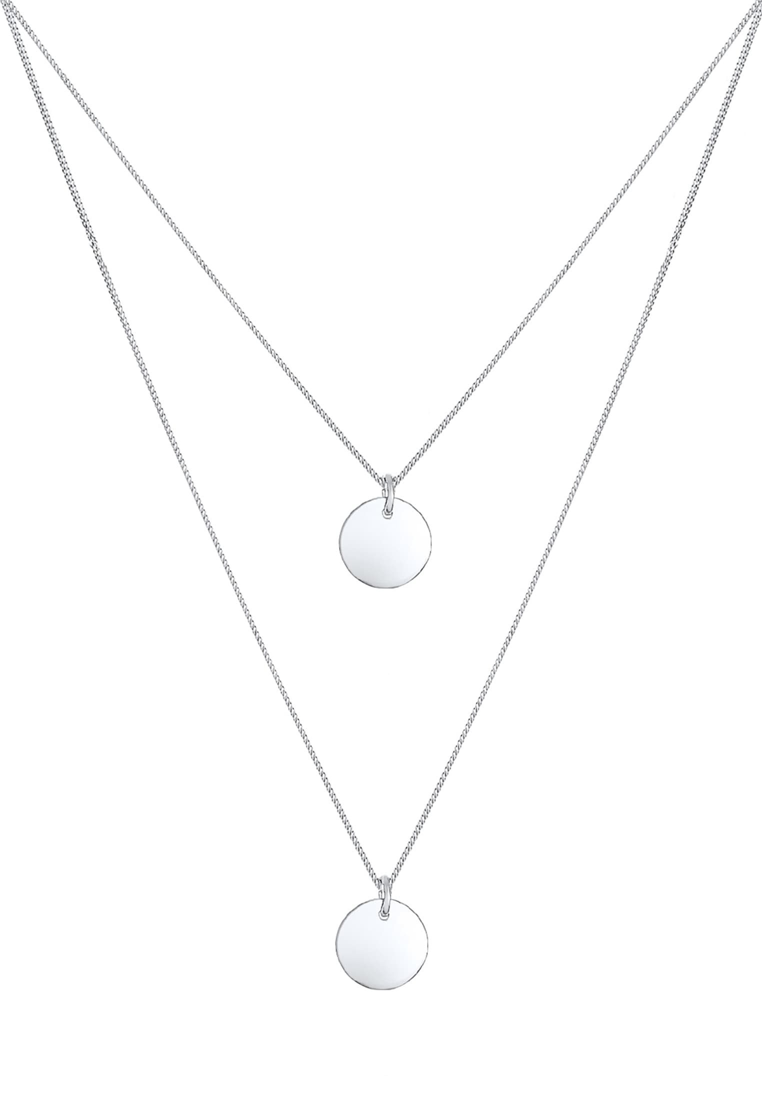 Elli Silberkette »Halskette Layer Kette mit Kreis Plättchen 925 Silber«