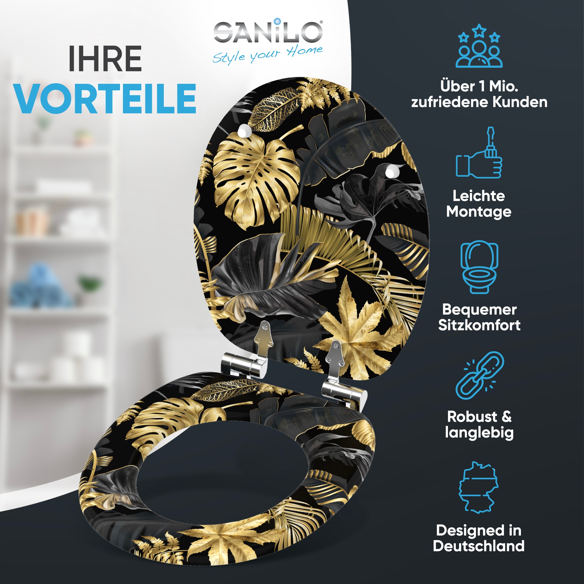 Sanilo WC-Sitz »mit Absenkautomatik, viele schöne Toilettensitze direkt vom Hersteller« Premium Toilettendeckel, moderner Klodeckel, leichte Montage