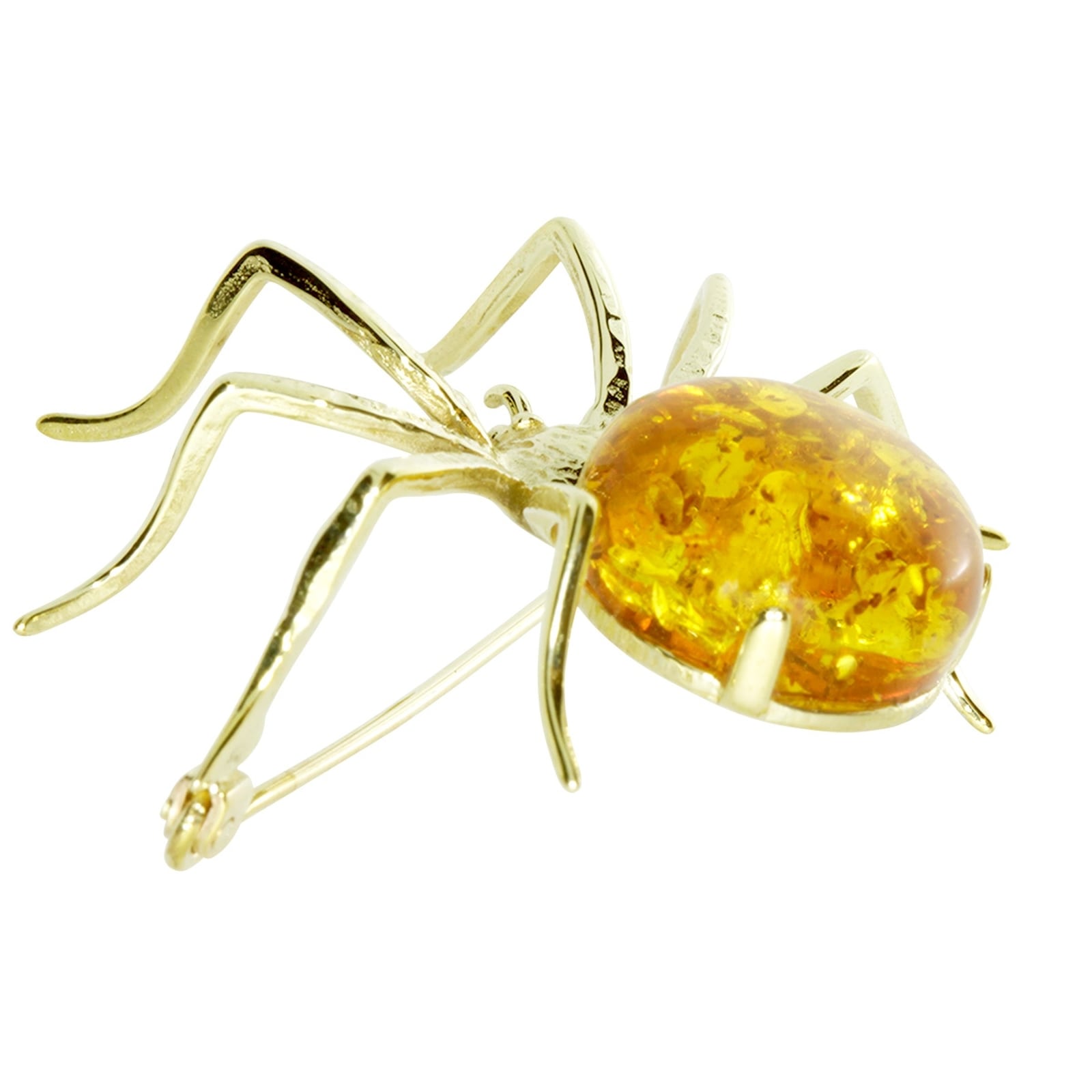 OSTSEE-SCHMUCK Brosche »- Spinne 48 x 40 mm - Silber 925/000, vergoldet - Bernstein«