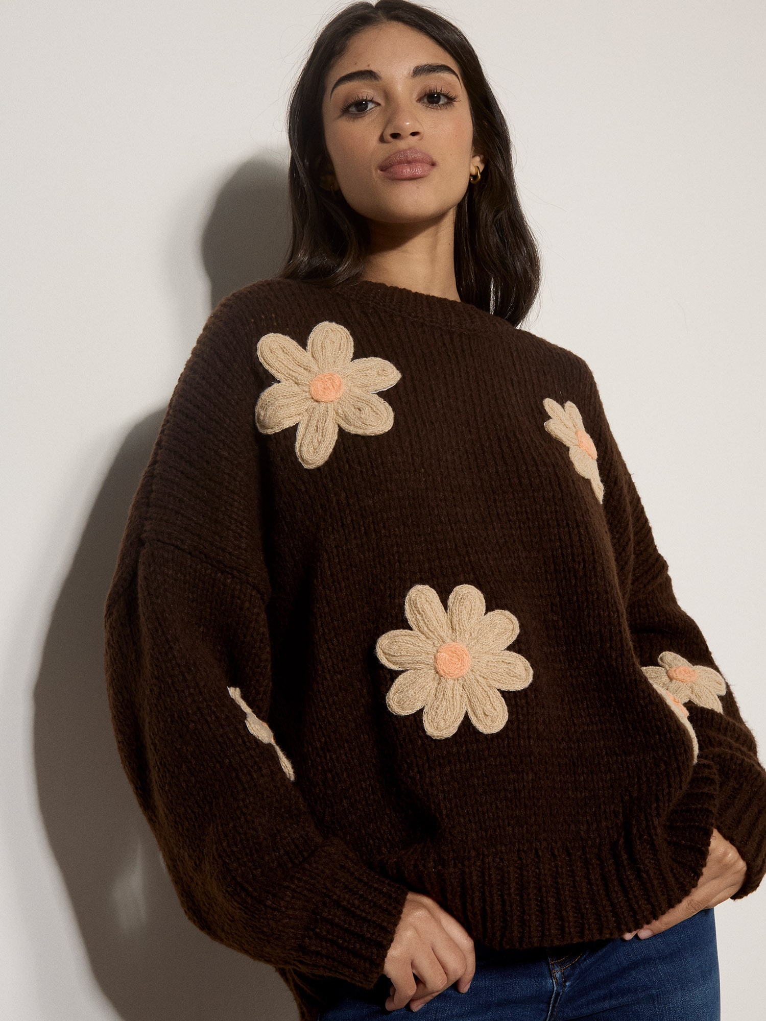 Apricot Strickpullover »Bestickter Pullover« mit Gänseblümchen