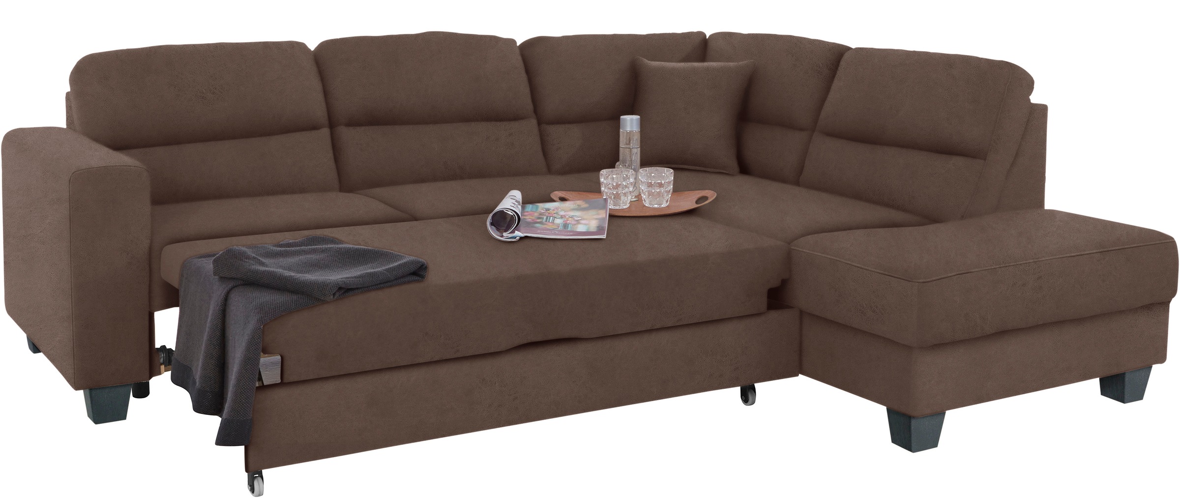 TRENDMANUFAKTUR Ecksofa »Chamber, zeitlos & elegant, bequem, L-Form«, inklusive einer Kopfstütze, wahlweise mit Schlaffunktion